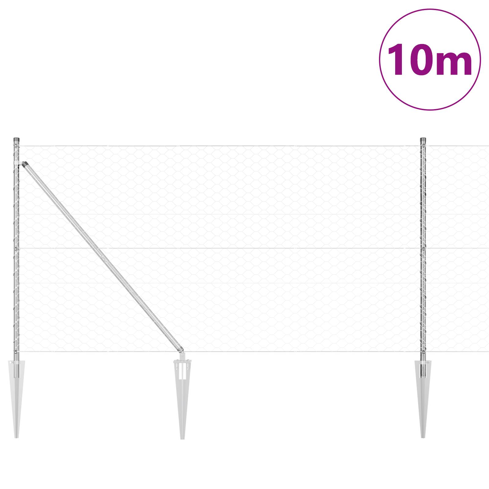 vidaXL Sechseckzaun 1x10 m verzinkter Stahl