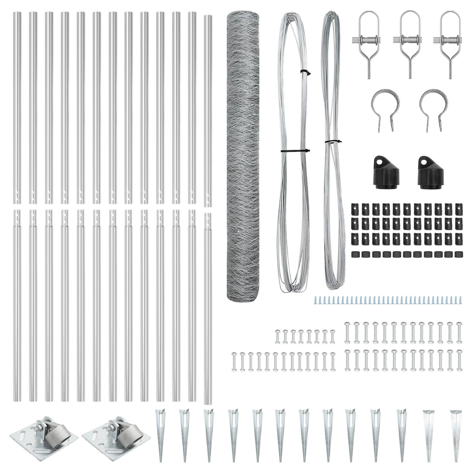vidaXL Zaun Set Set von 2 Verzinkter Stahl 25 x 1,2 m Langlebig
