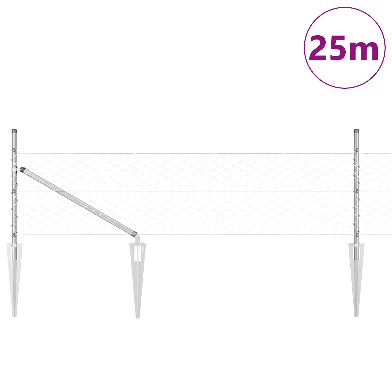 vidaXL Zäunen Set 2er Set Verzinktes Metall Verzinkter Stahl 25 x 0,5 m