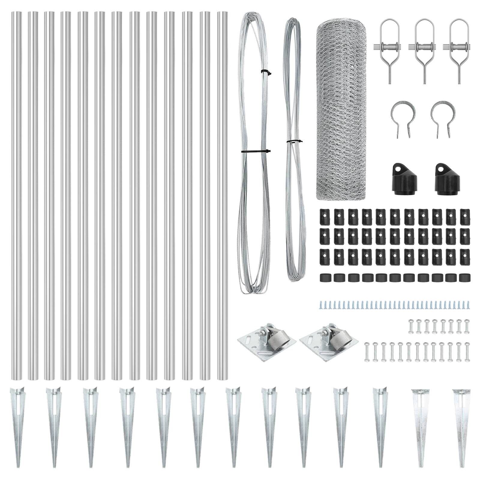 vidaXL Zaun-Set 2-teilig Feuerverzinkter Stahl 25 x 0,5 m Langlebig