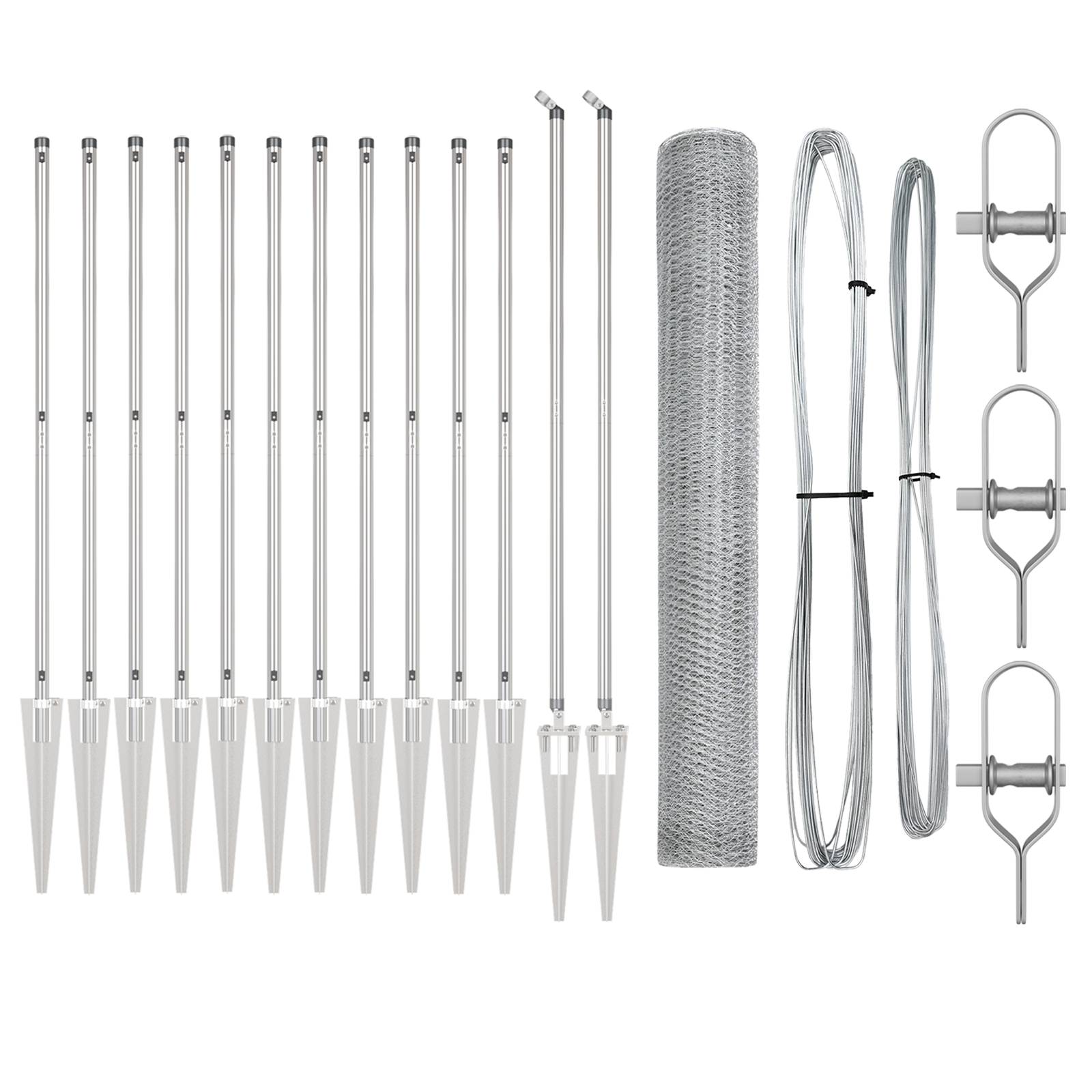 vidaXL Zaunset Set von 2 Feuerverzinkter Stahl 25 x 1,2 m