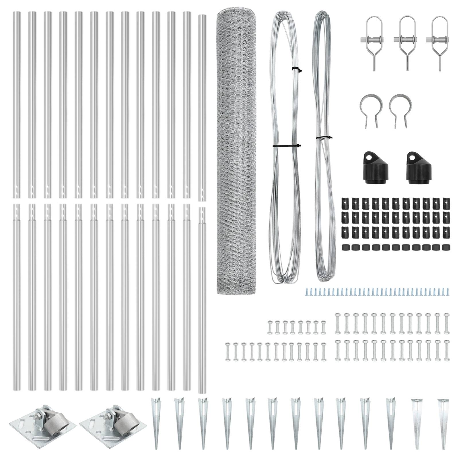 vidaXL Zaunset Set von 2 Feuerverzinkter Stahl 25 x 1,2 m