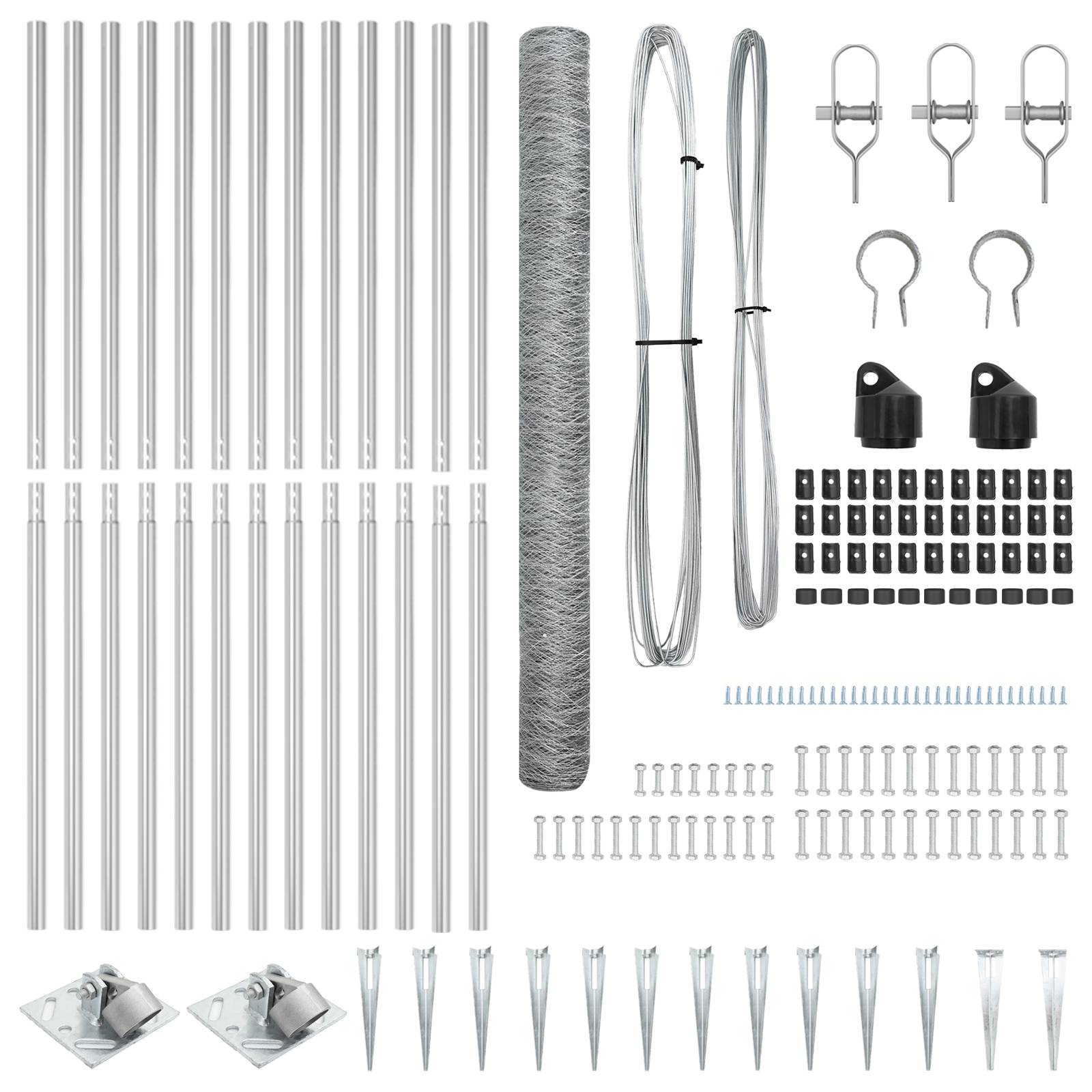 vidaXL Zaun Set 2er Set Verzinkter Stahl 25 x 1,5 m Langlebig