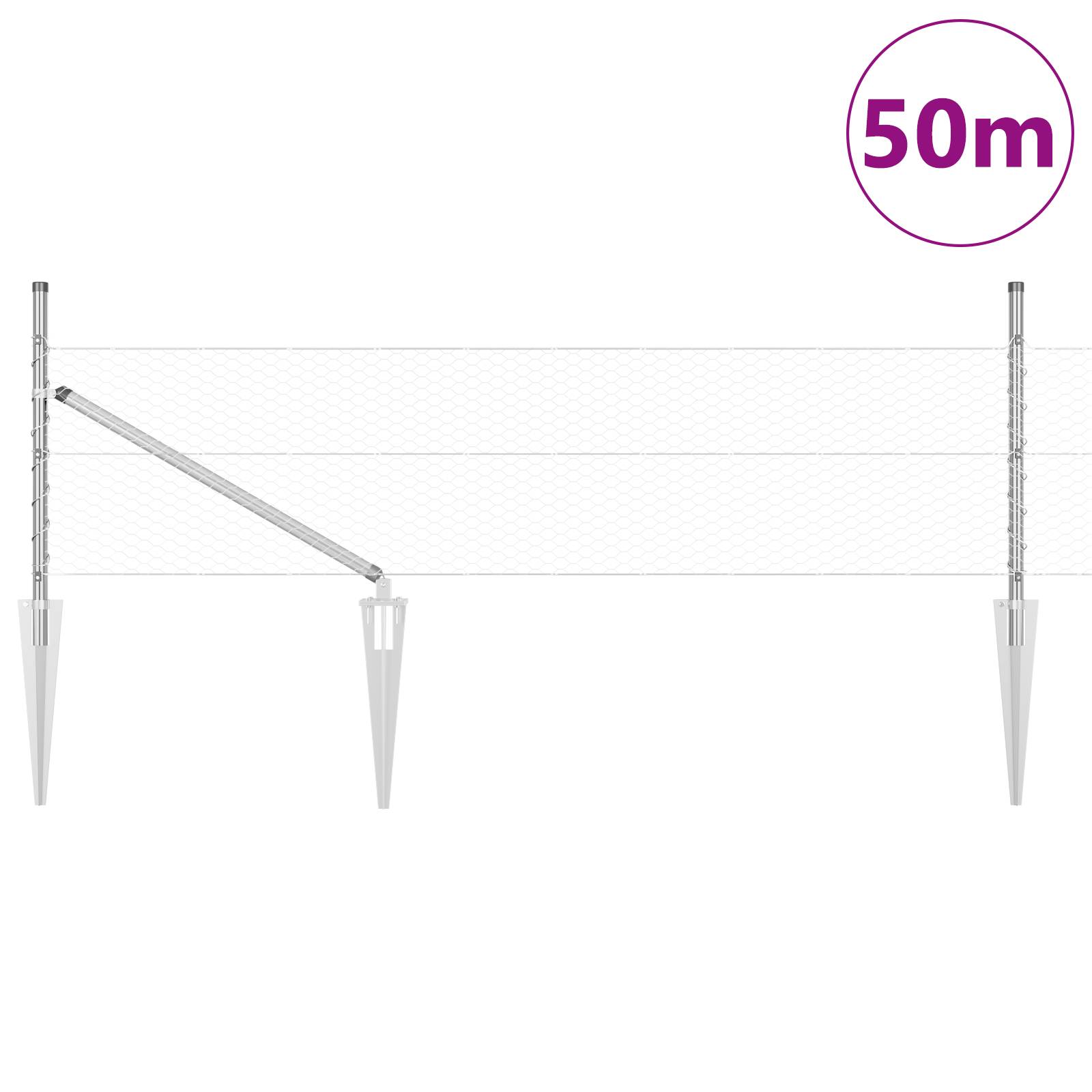 vidaXL Hexagonzaun 0.5x50 m Verzinkter Stahl
