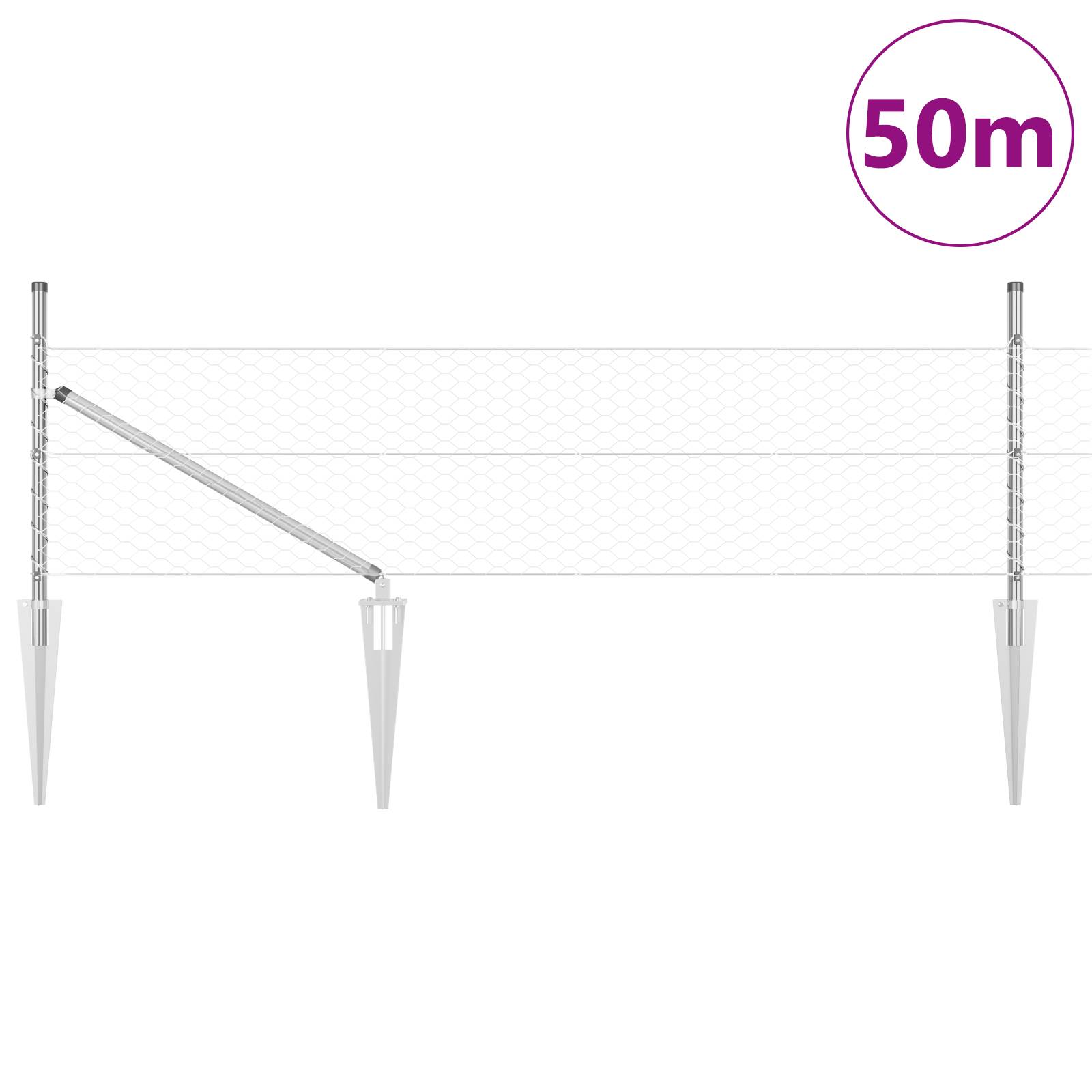 vidaXL Sechseckzaun 0,4x50 m verzinkter Stahl