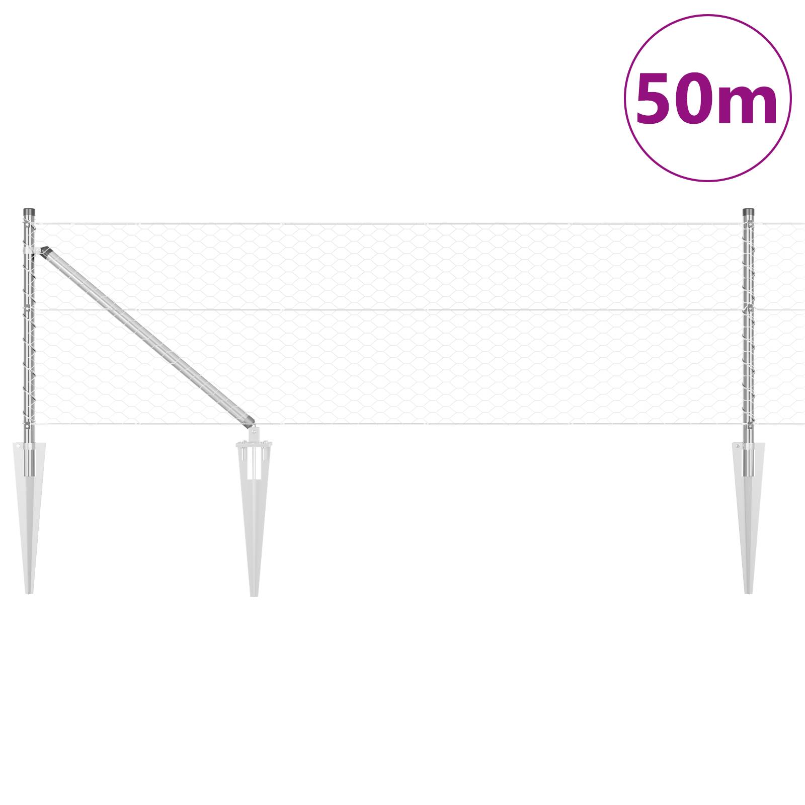 vidaXL Sechseckzaun 0.6x50 m Verzinkter Stahl