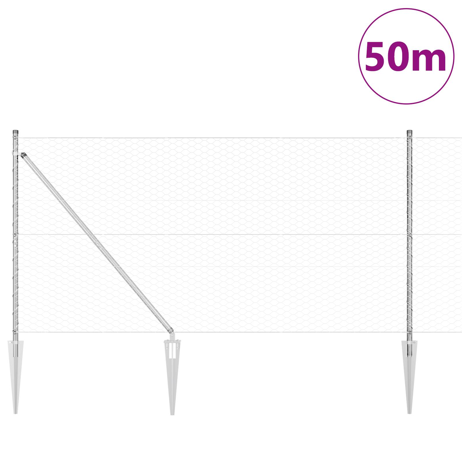 vidaXL Sechseckzaun 1,2x50 m Verzinkter Stahl