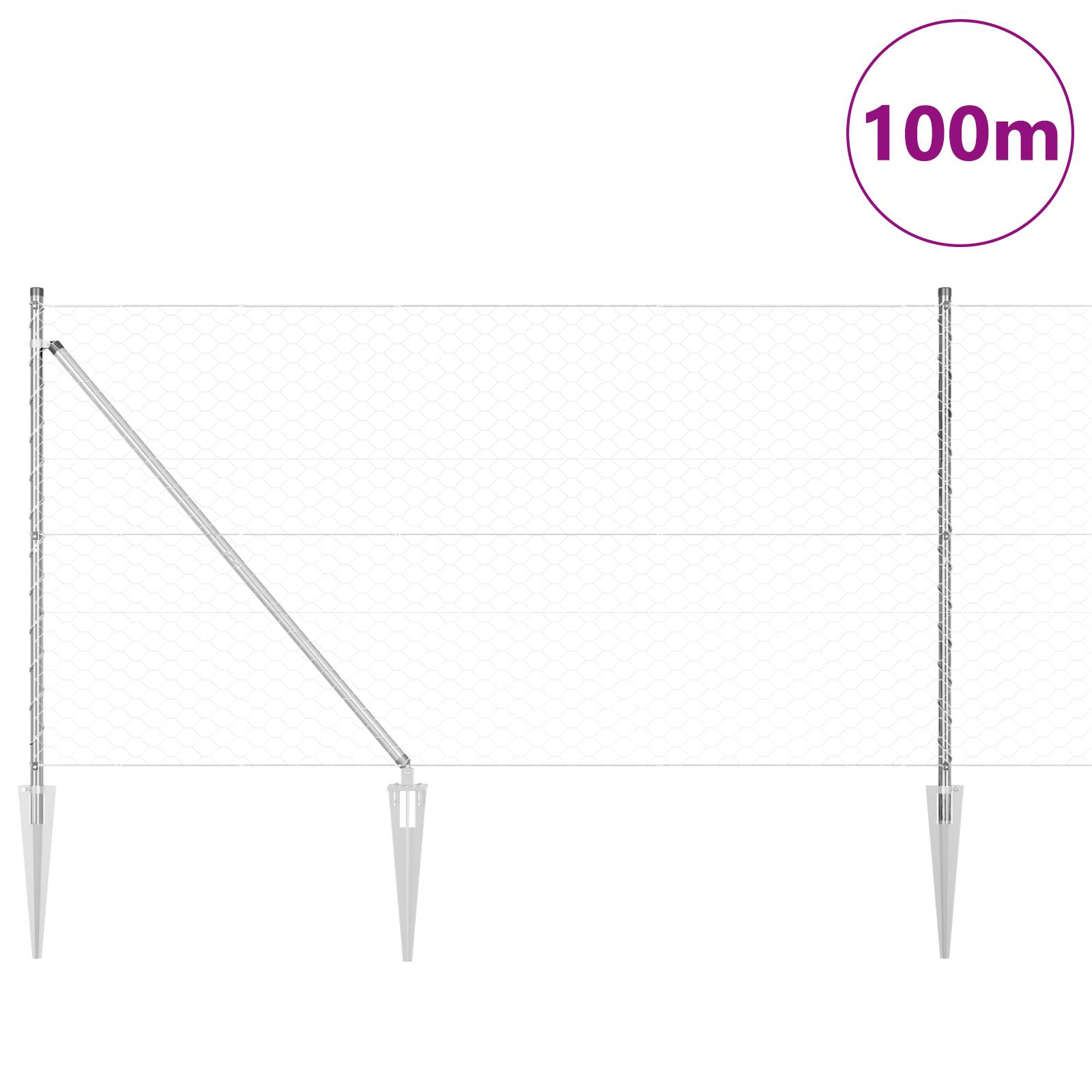 vidaXL Hexagondrahtzaun 1x100 m Feuerverzinkter Stahl
