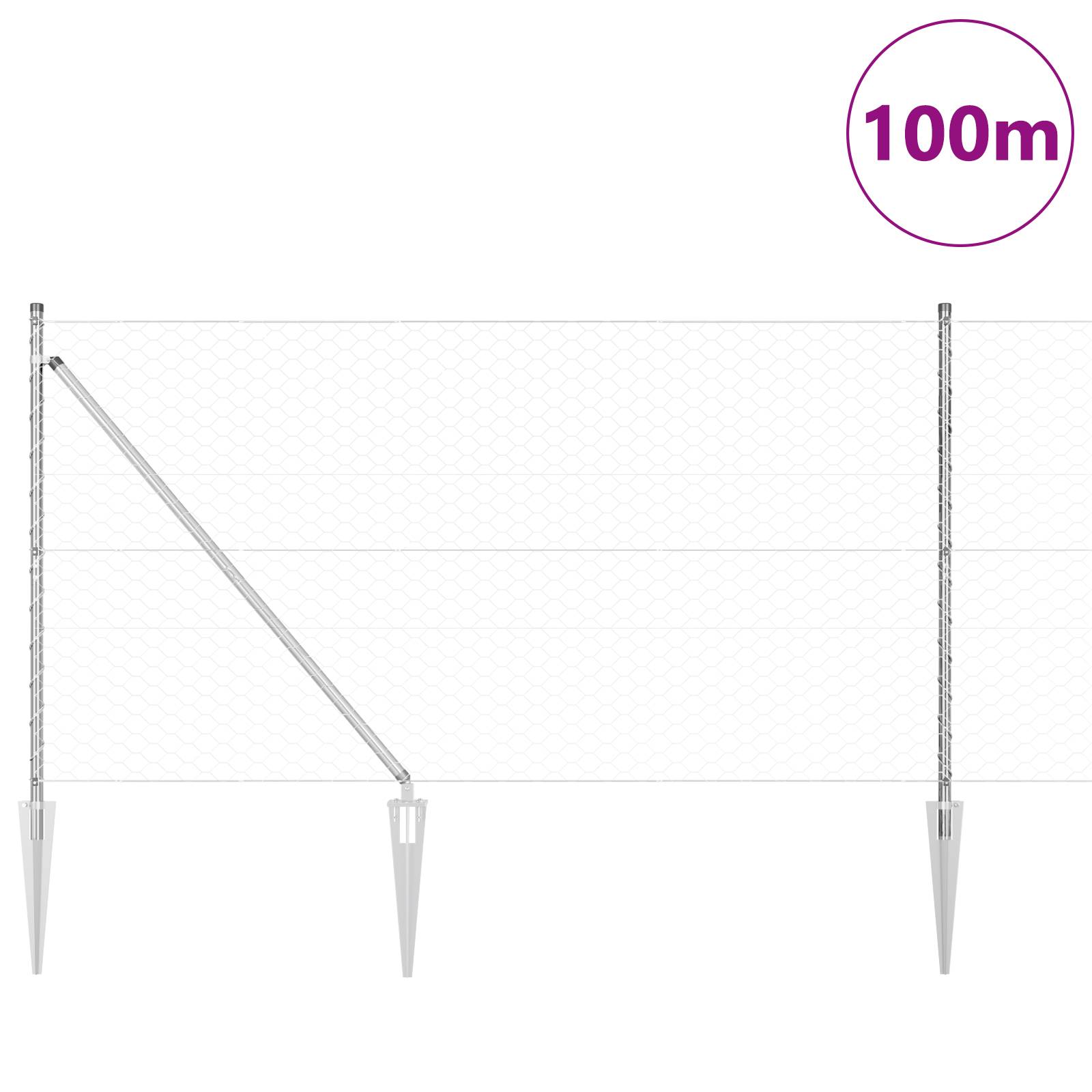vidaXL Sechseckzaun 1,2x100 m Galvanisierter Stahl