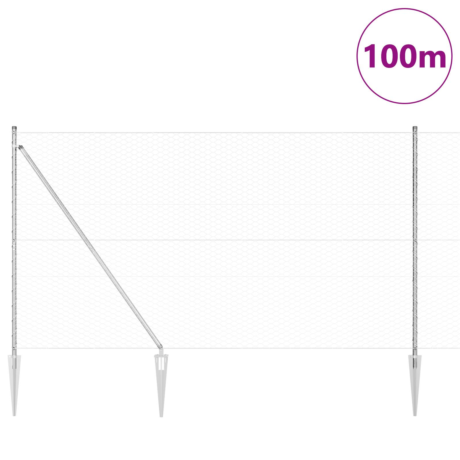 vidaXL Sechseckzaun 1,6x100 m Verzinkter Stahl