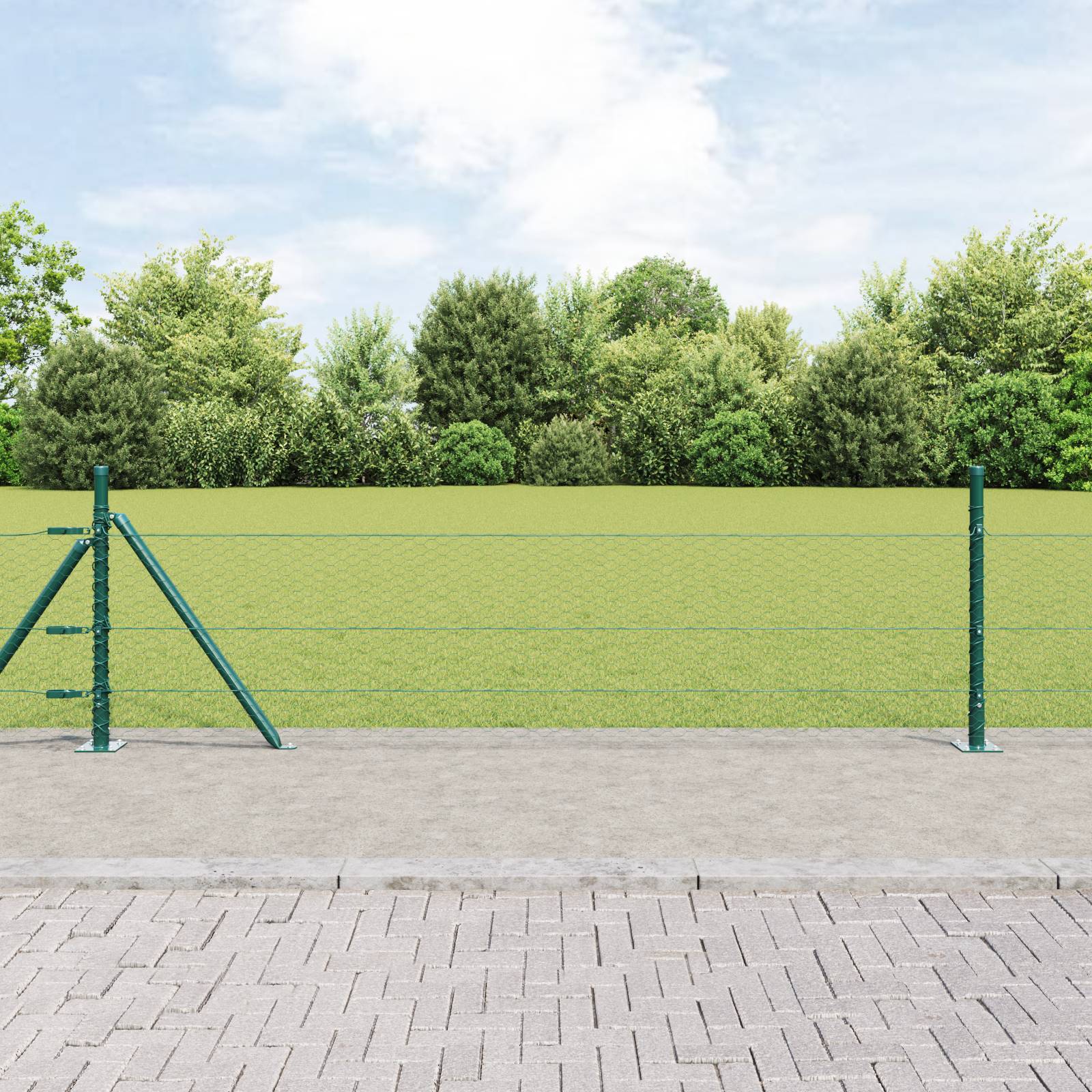 vidaXL Sechseckzaun Grün 0,4x100 m Stahl