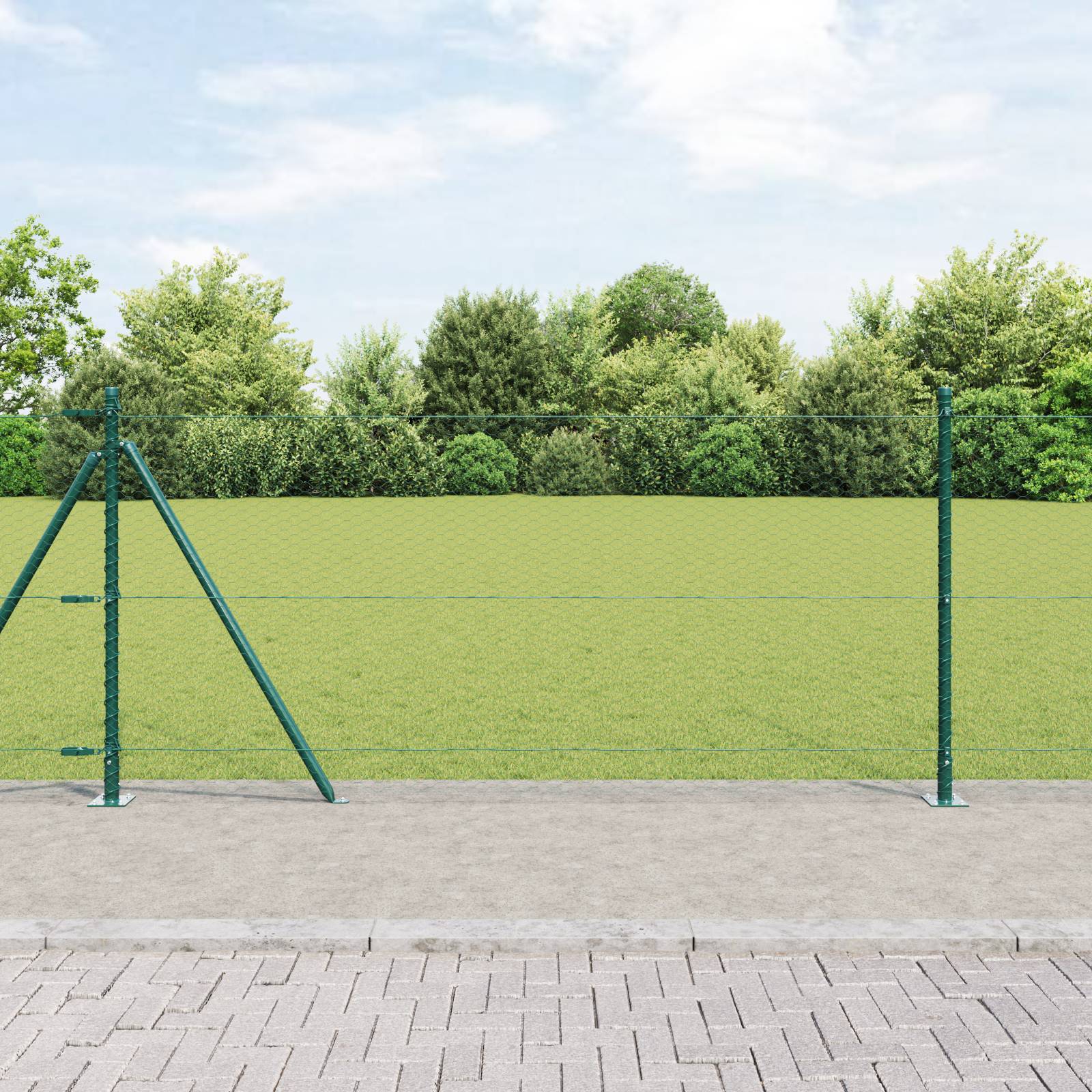 vidaXL Sechseckzaun Grün 0,8x10 m Stahl