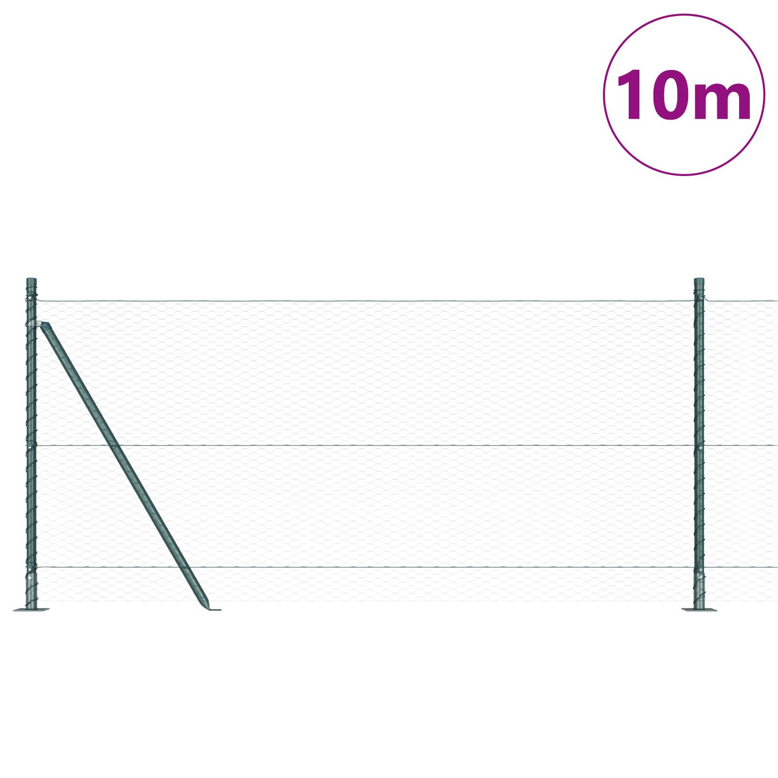vidaXL Sechseckzaun Grün 0,8x10 m Stahl