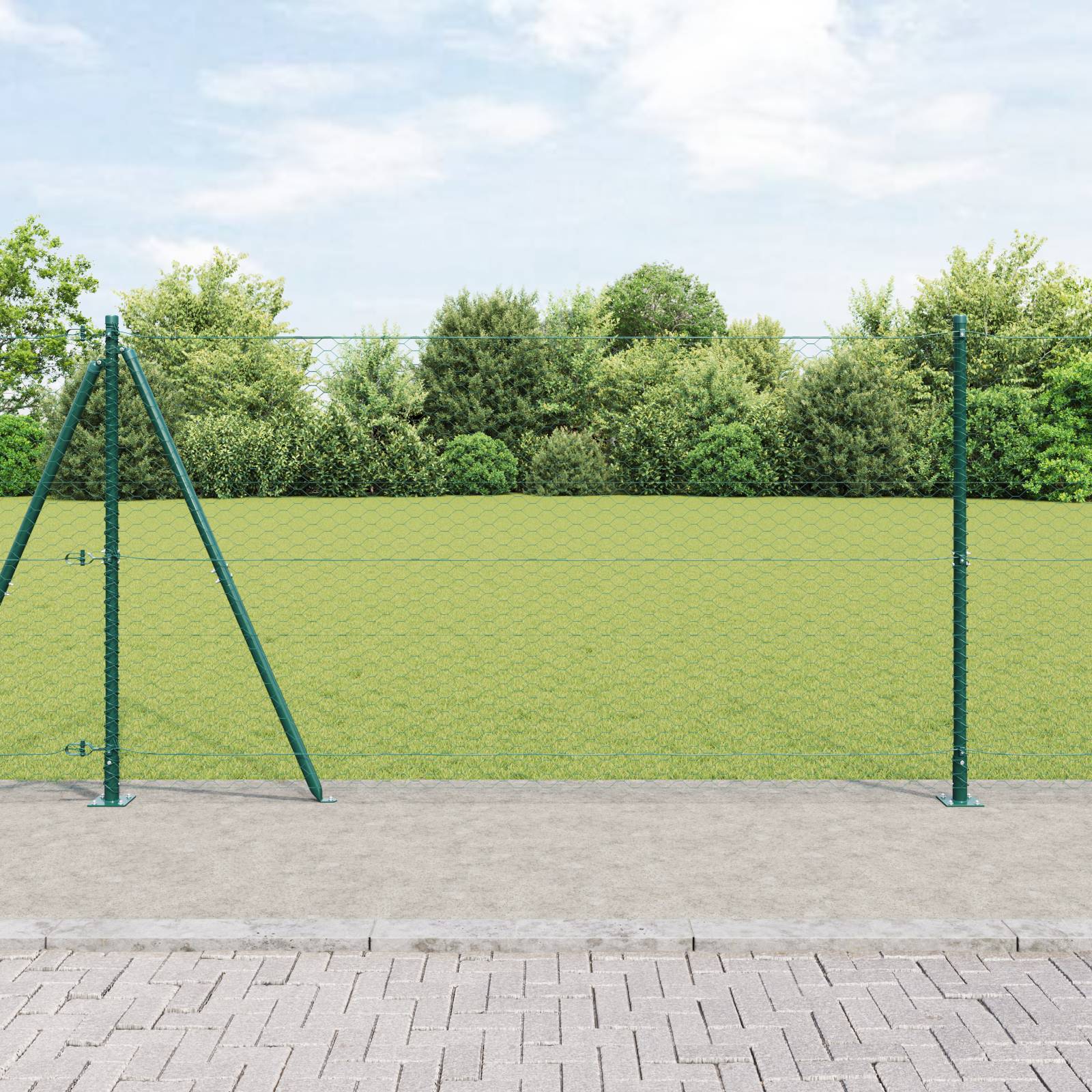 vidaXL Hexagonzaun Grün 1,2x50 m Stahl