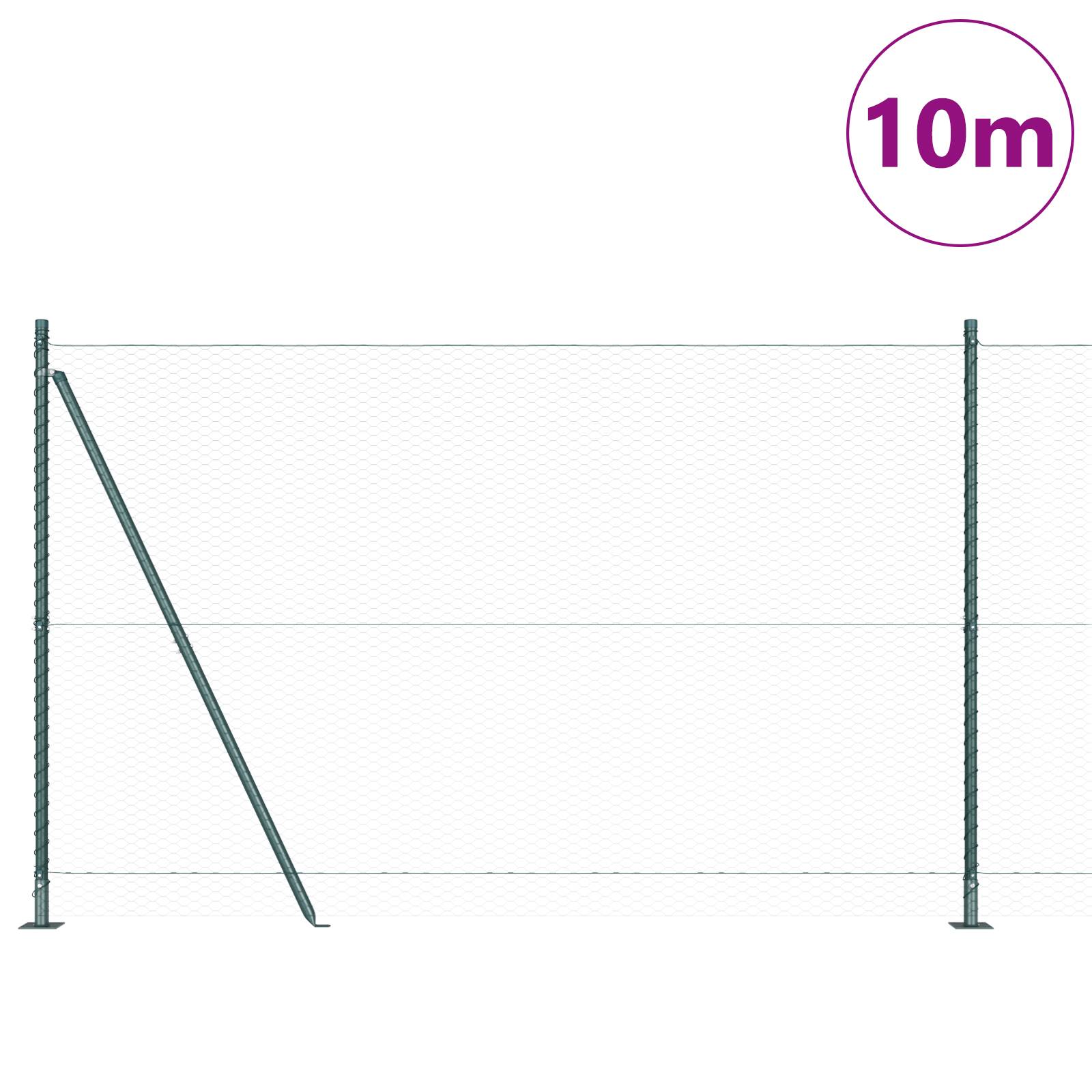 vidaXL Sechseckzaun Grün 1,4x10 m Stahl