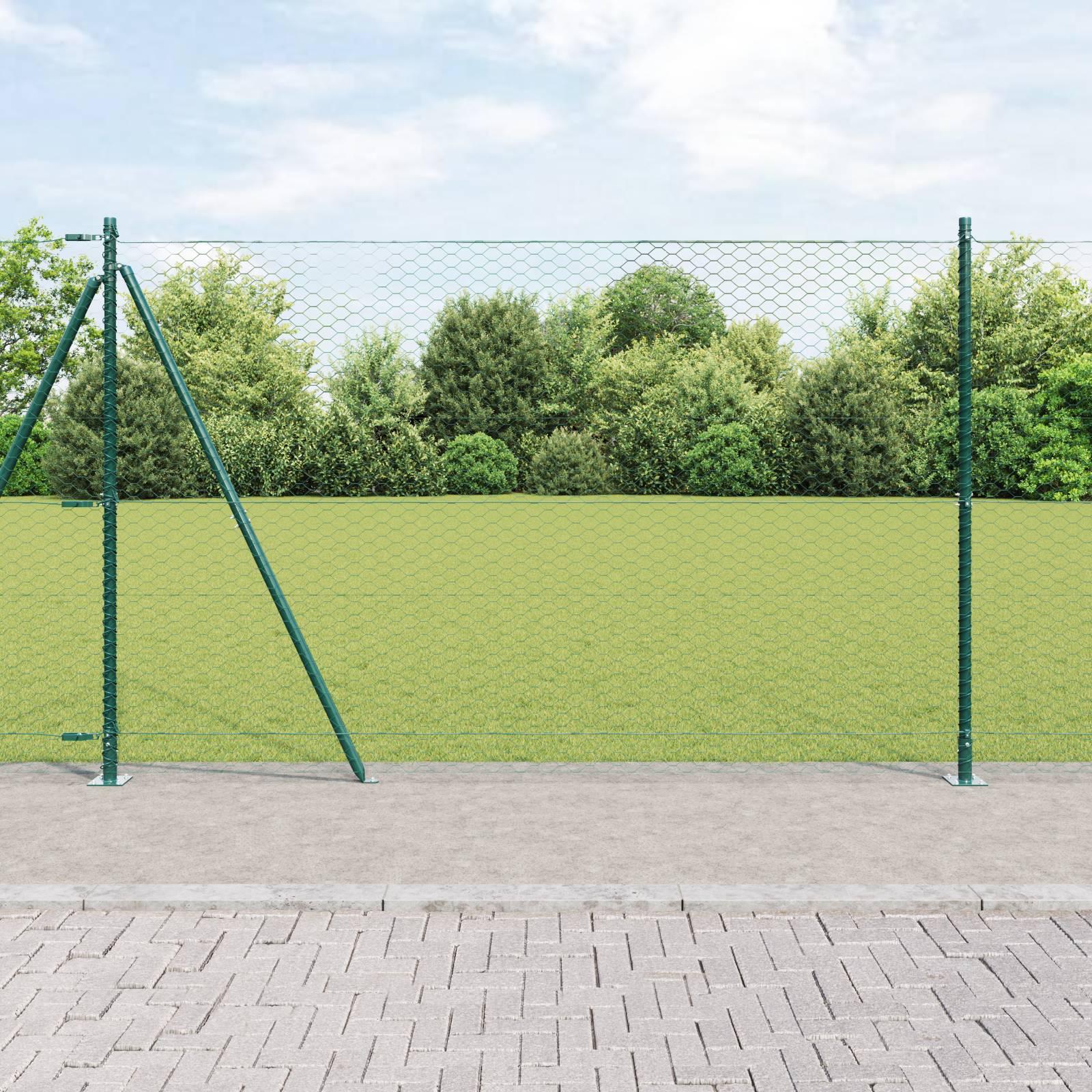vidaXL Hexagonzaun Grün 1,5x100 m Stahl