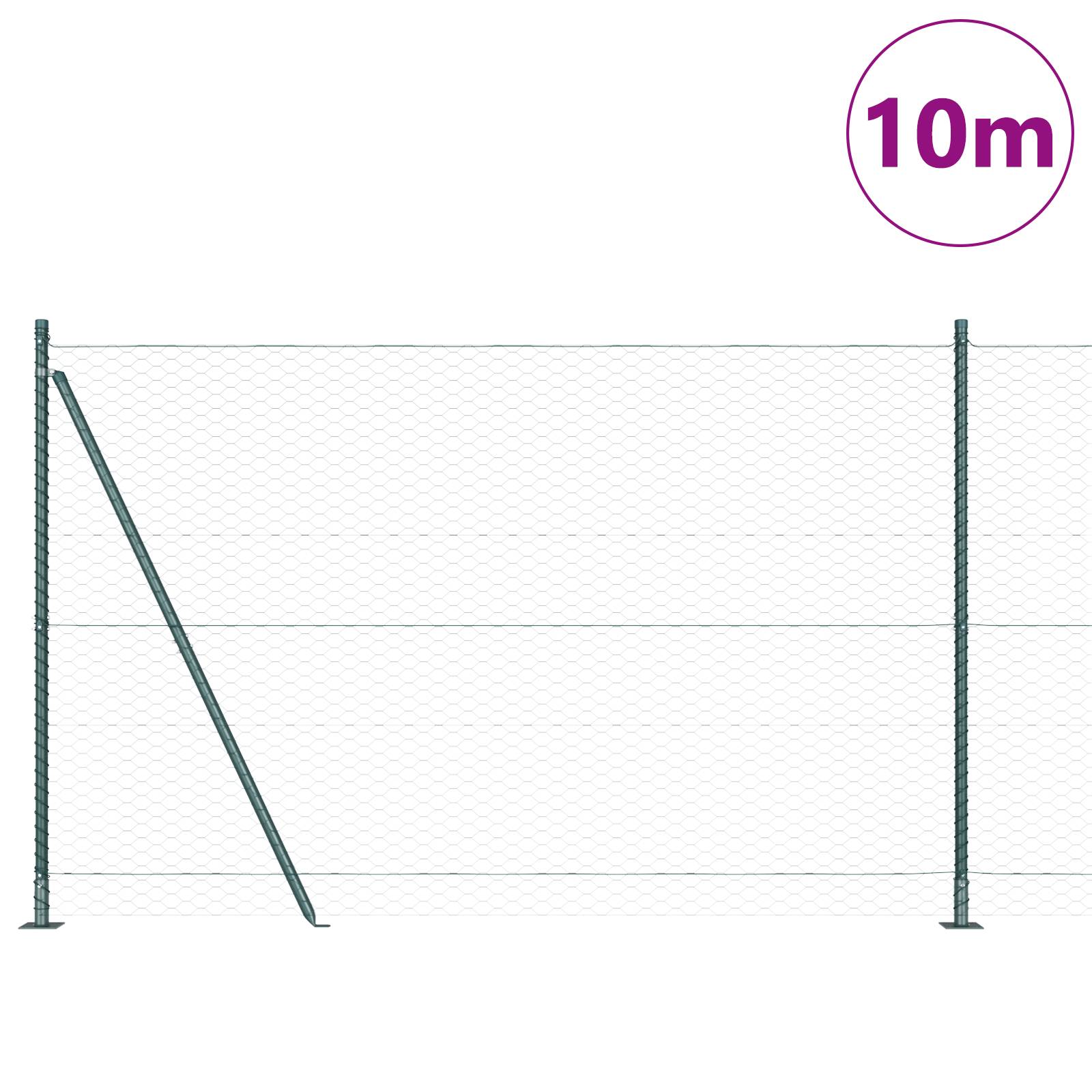 vidaXL Sechseckzaun Grün 1,4x10 m Stahl