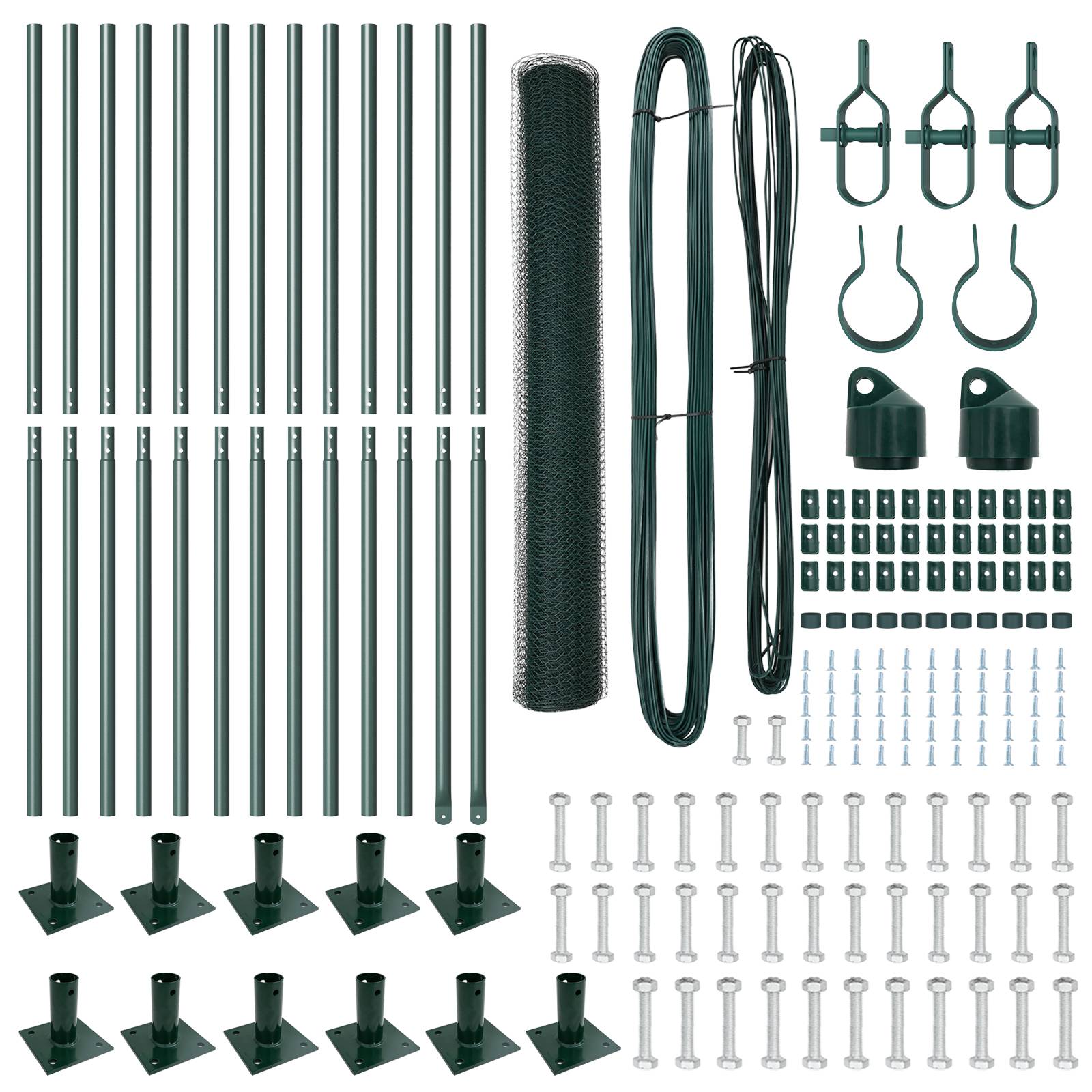 vidaXL Zaun-Set Set aus 2 Grün Feuerverzinkter Stahl, PVC 25 x 1,2 m