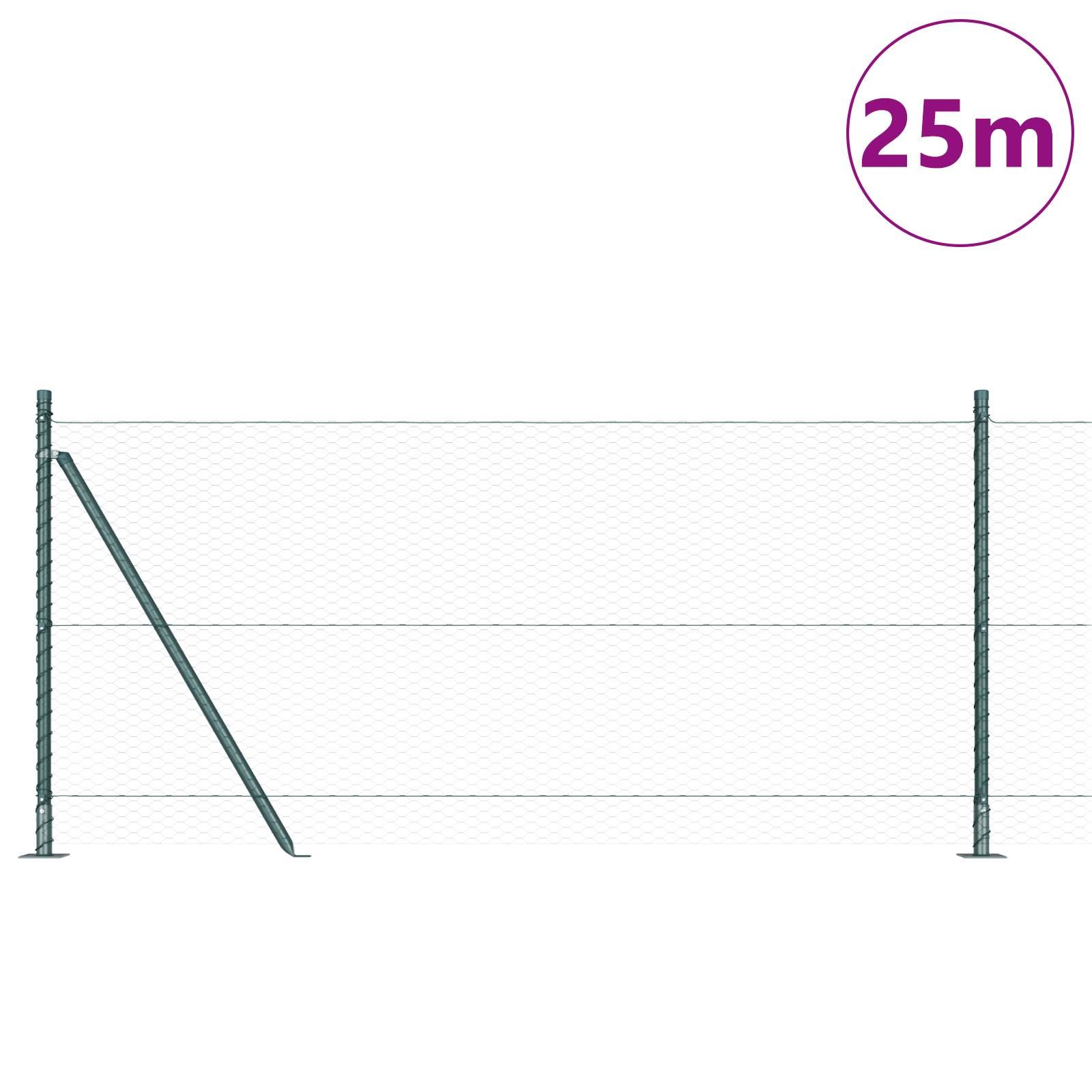 vidaXL Zaunset Set aus 2 Dunkelgrün Verzinkter Stahl 25 x 1 m