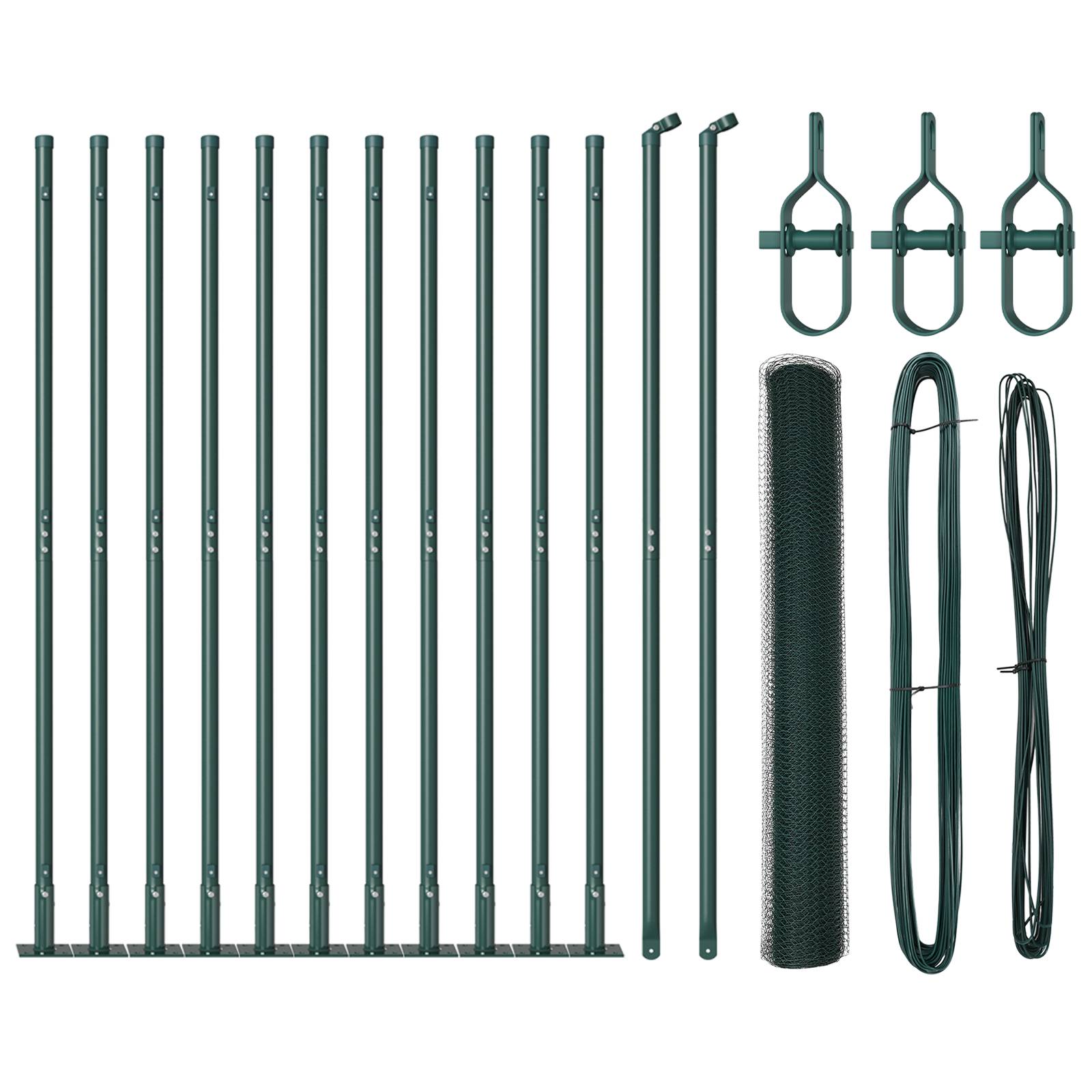 vidaXL Zaun-Set Set aus 2 Grün Feuerverzinkter Stahl, PVC 25 x 1,2 m