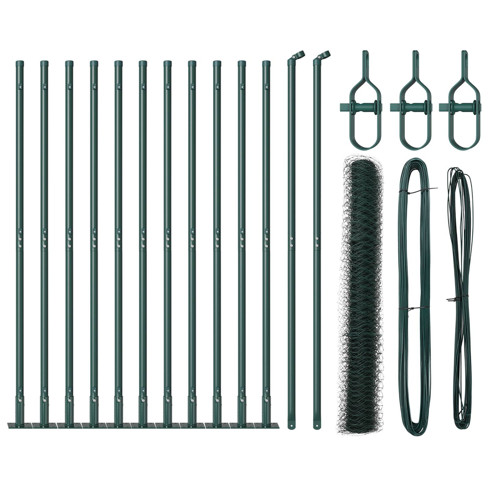 vidaXL Zaun Set Set von 2 Moosgrün Pulverbeschichteter Stahl 25 x 1 m