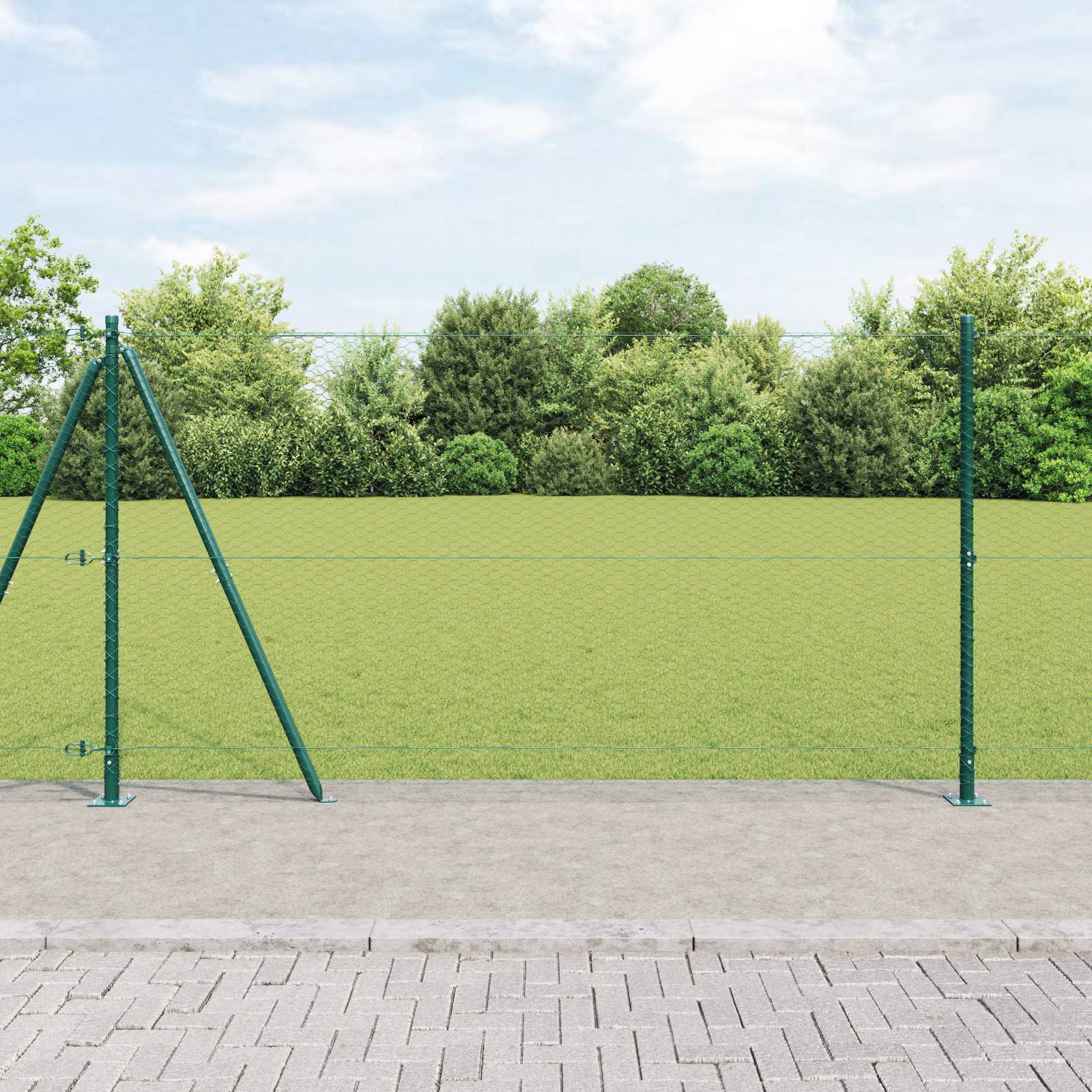 vidaXL Zaun-Set Set aus 2 Grün Feuerverzinkter Stahl, PVC 25 x 1,2 m