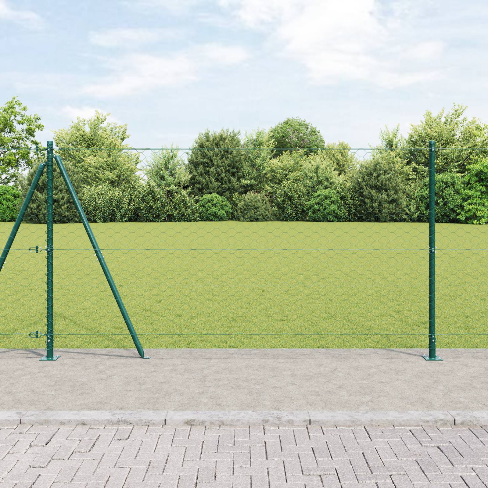 vidaXL Zaun Set Set aus 2 Grün Stahl mit Pulverbeschichtung 25 x 1,2 m