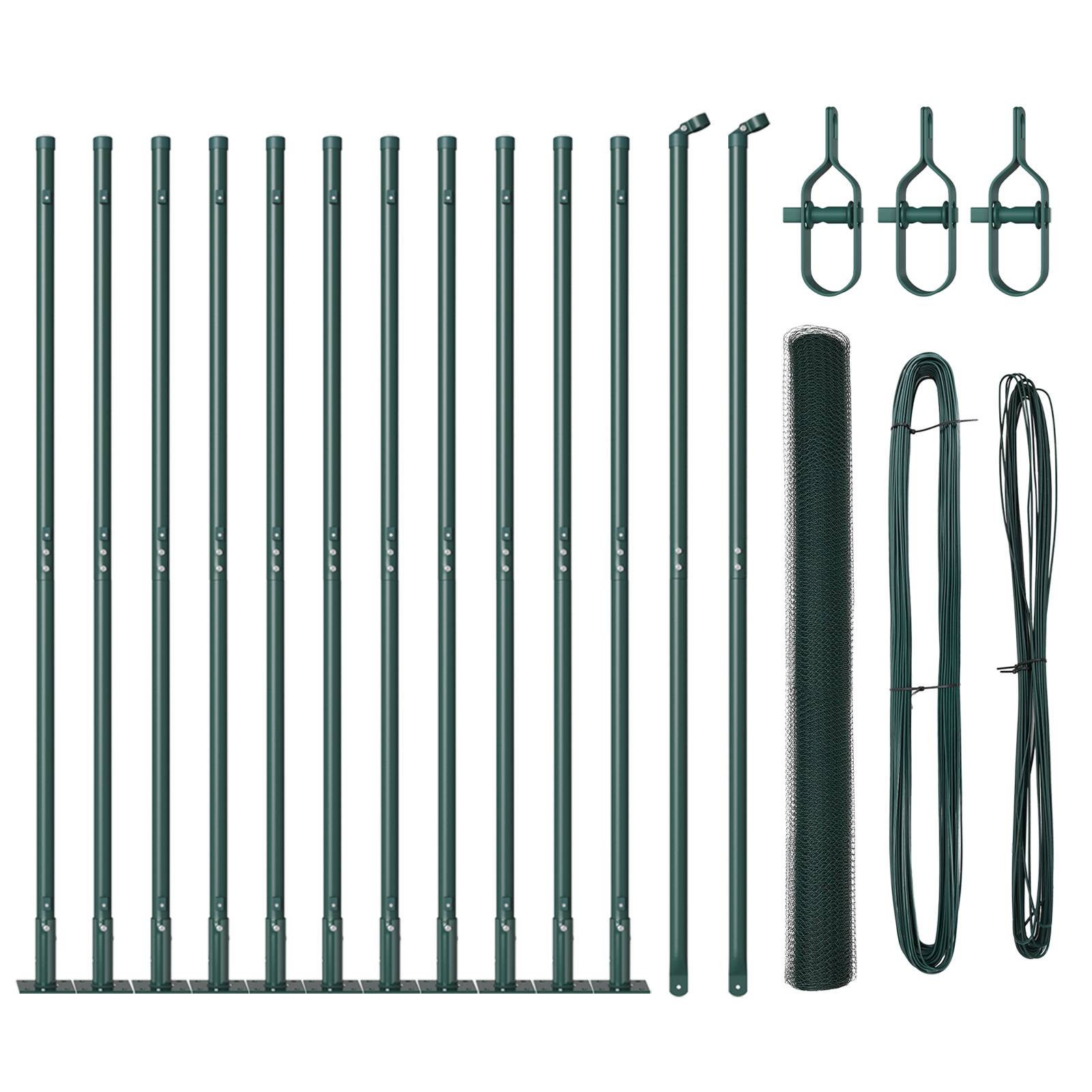 vidaXL Zaun-Set 2er Set Grün Metall, PVC 25 x 1.5 m Langlebig