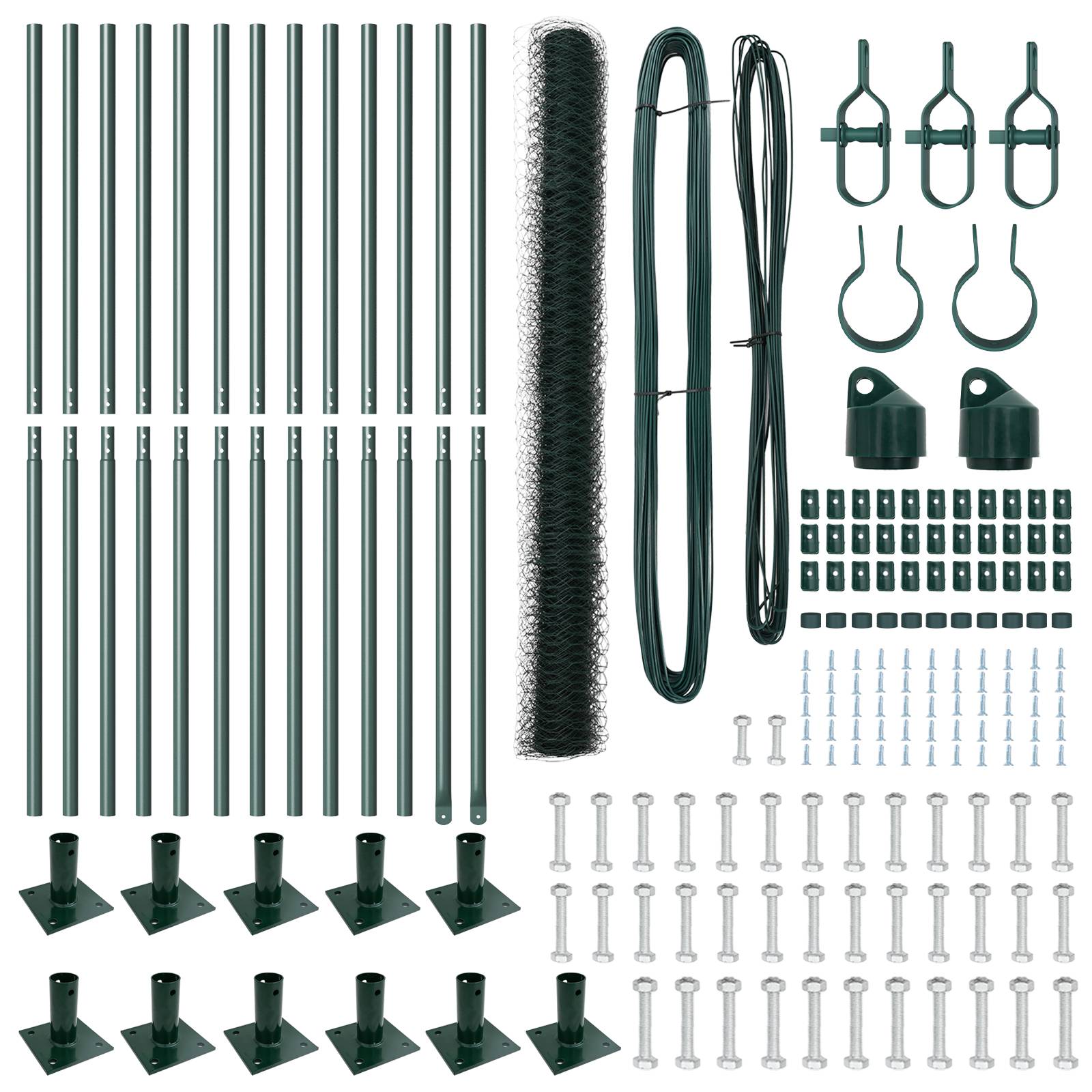 vidaXL Zaunset Set aus 2 Grün Metall 25 x 1,5 m Langlebig Zaunset