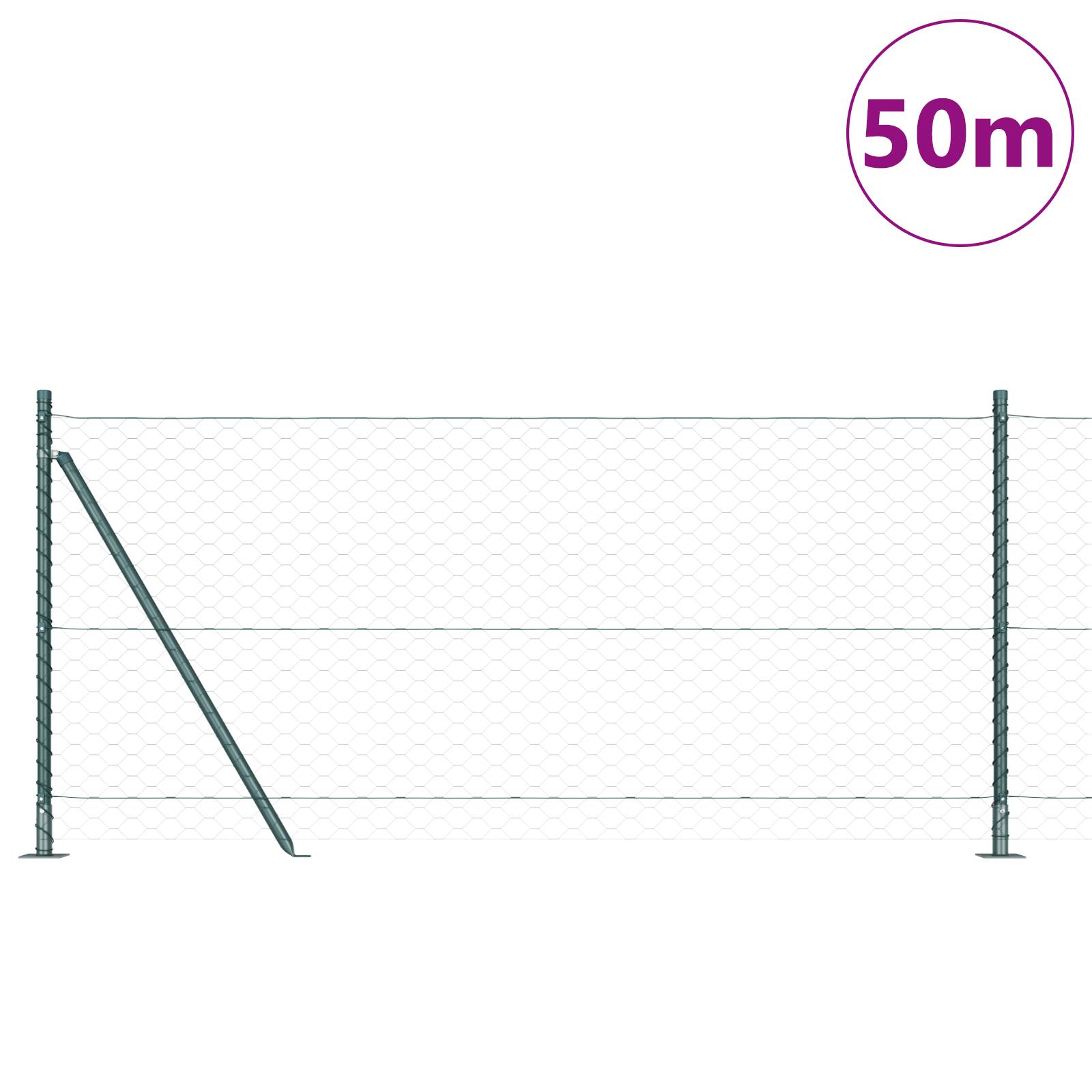 vidaXL Sechseckzaun Grün 1x50 m Stahl