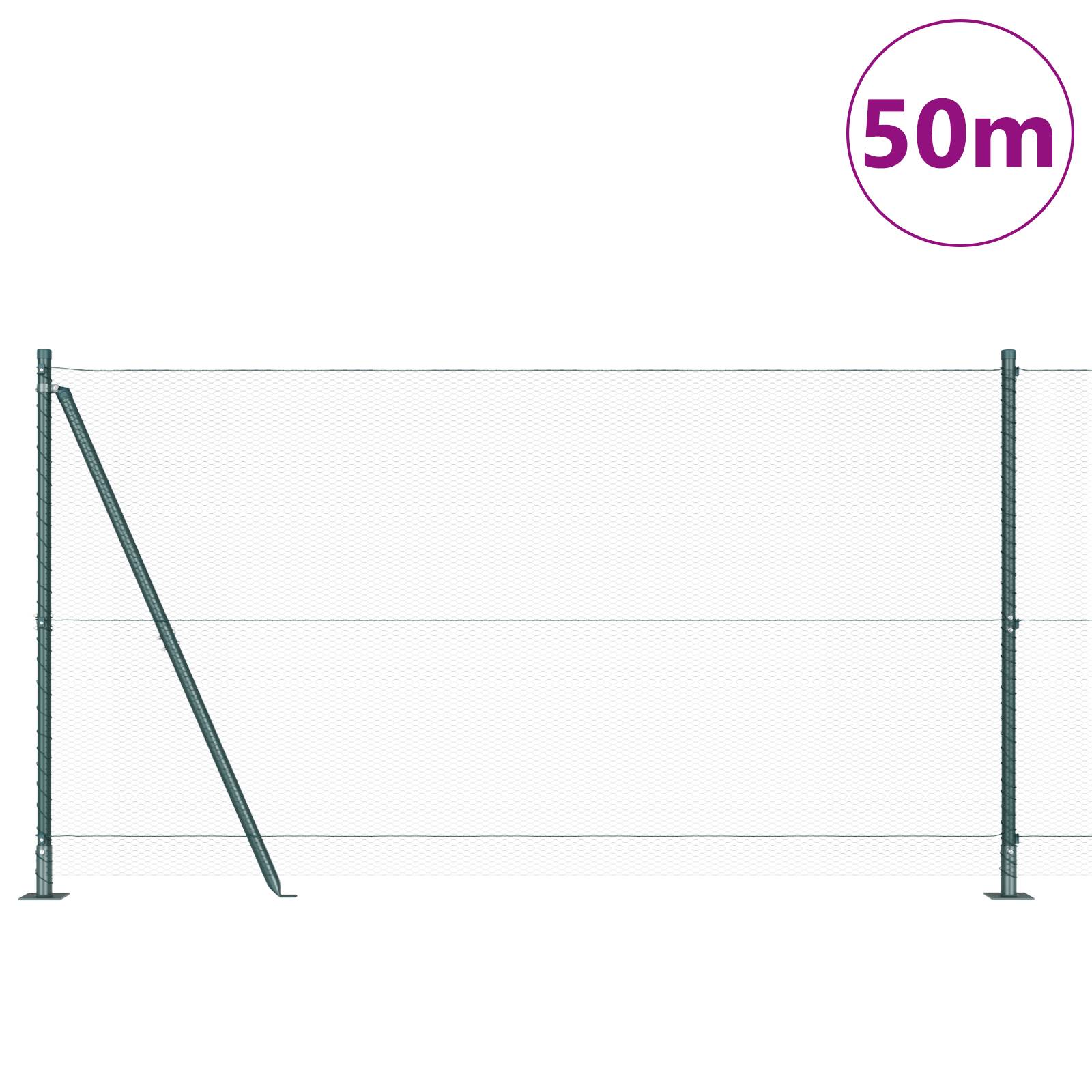 vidaXL Sechseckzaun Grün 1,2x50 m Stahl