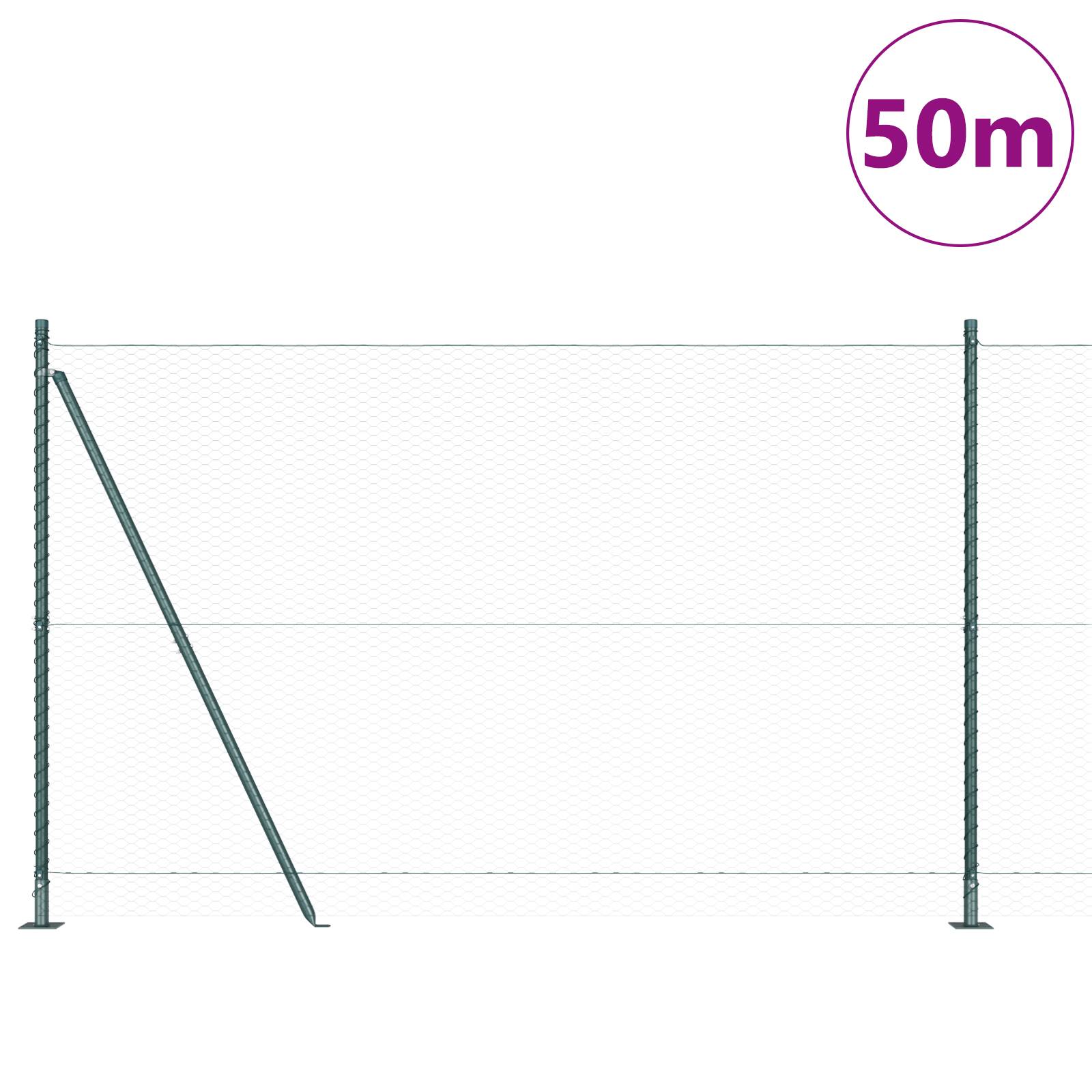 vidaXL Sechseckzaun Grün 1.6x50 m Stahl