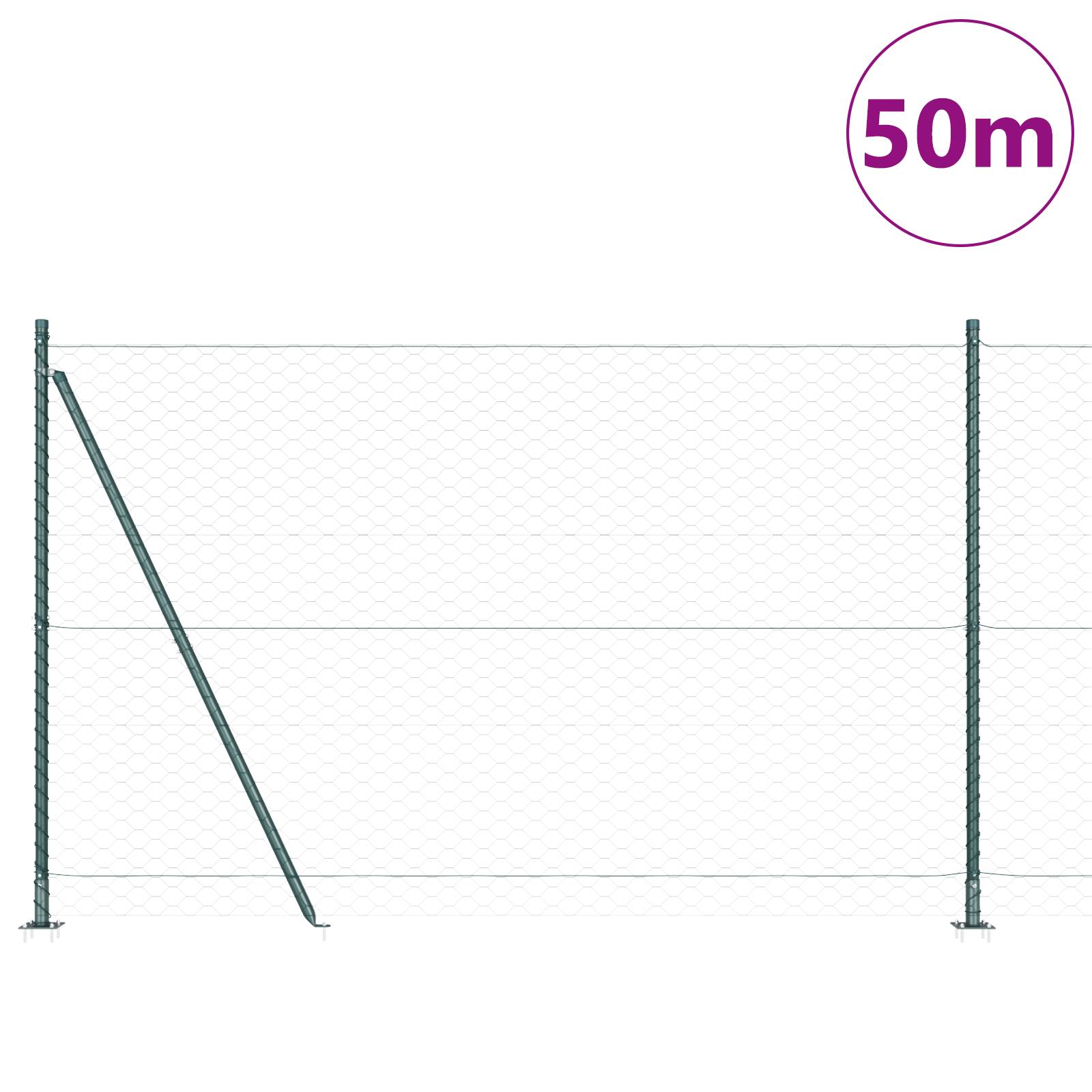 vidaXL Sechseckzaun Grün 1,4x50 m Stahl