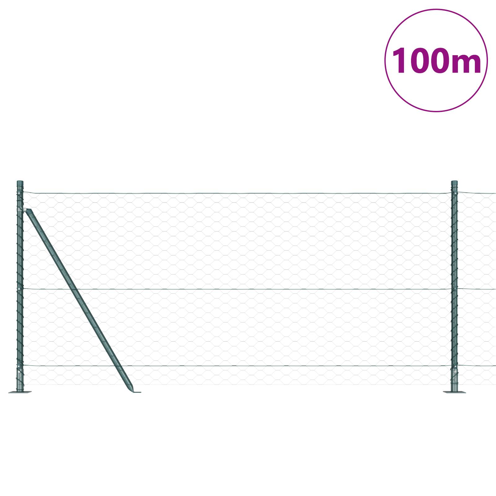 vidaXL Hexagon Zaun Grün 0.8x100 m Stahl