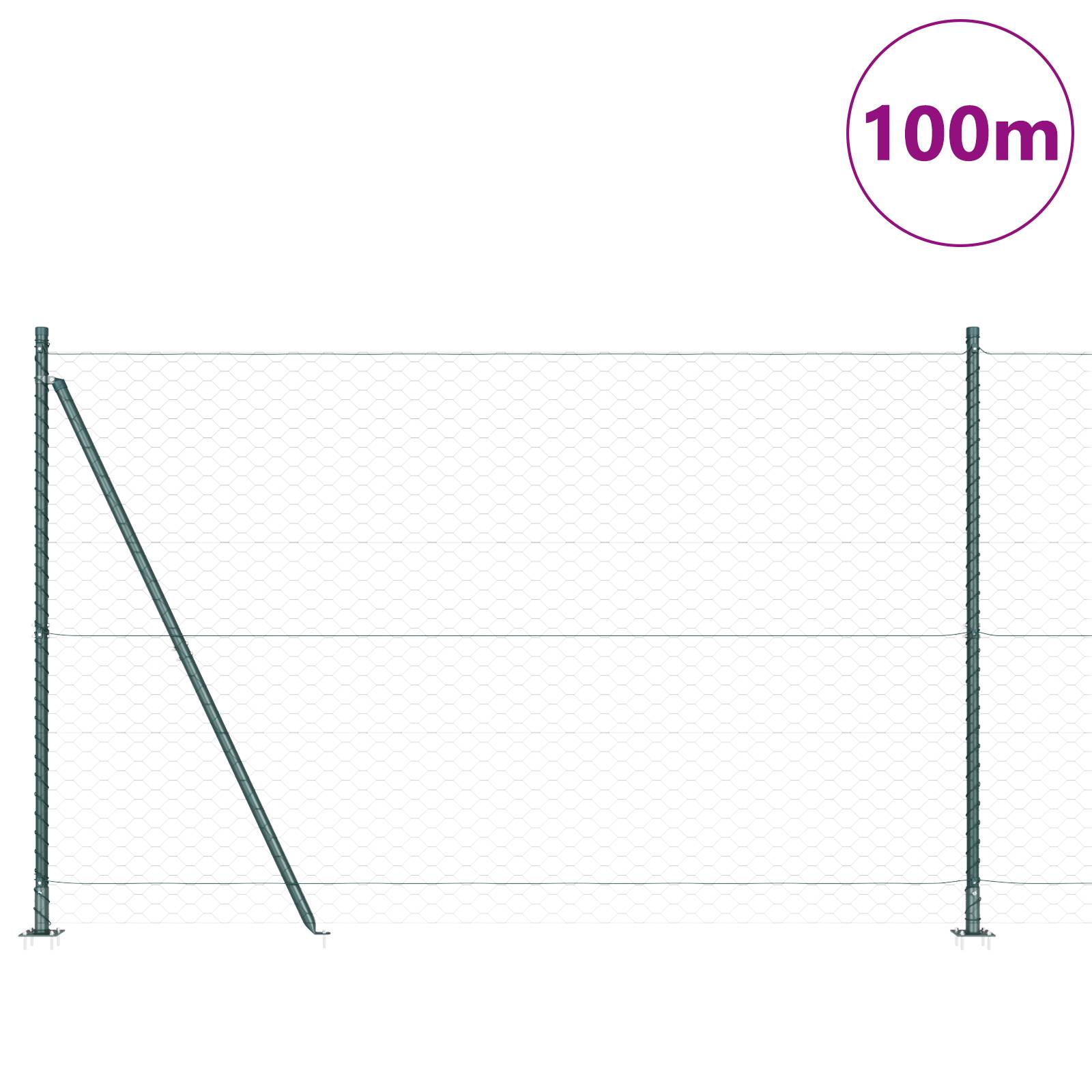 vidaXL Sechseckzaun Grün 1,5x100 m Stahl