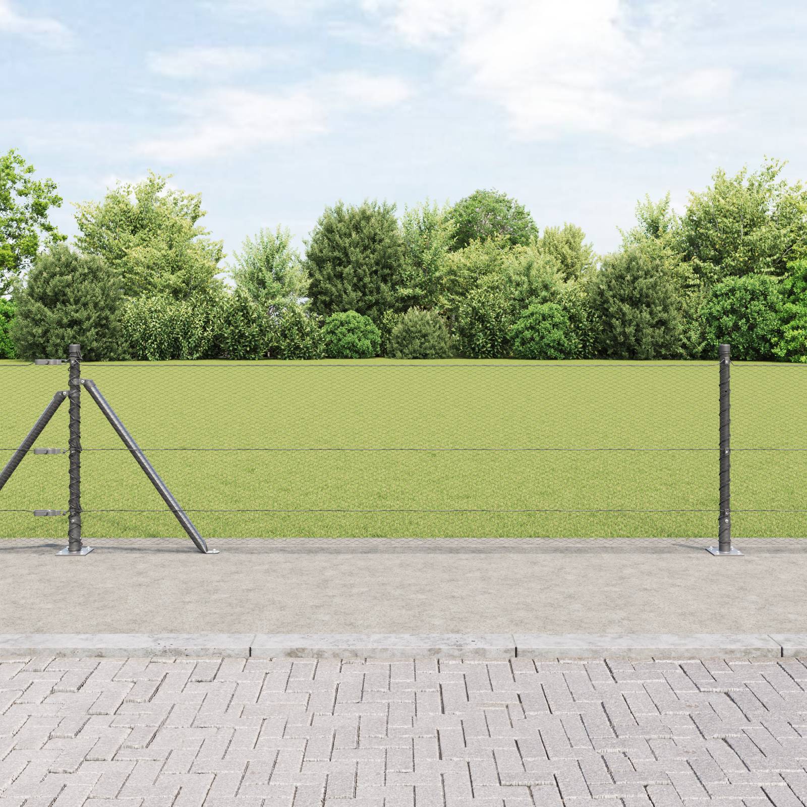 vidaXL Zaunset Set aus 2 Grau Stahl, Beton Standard Langlebig