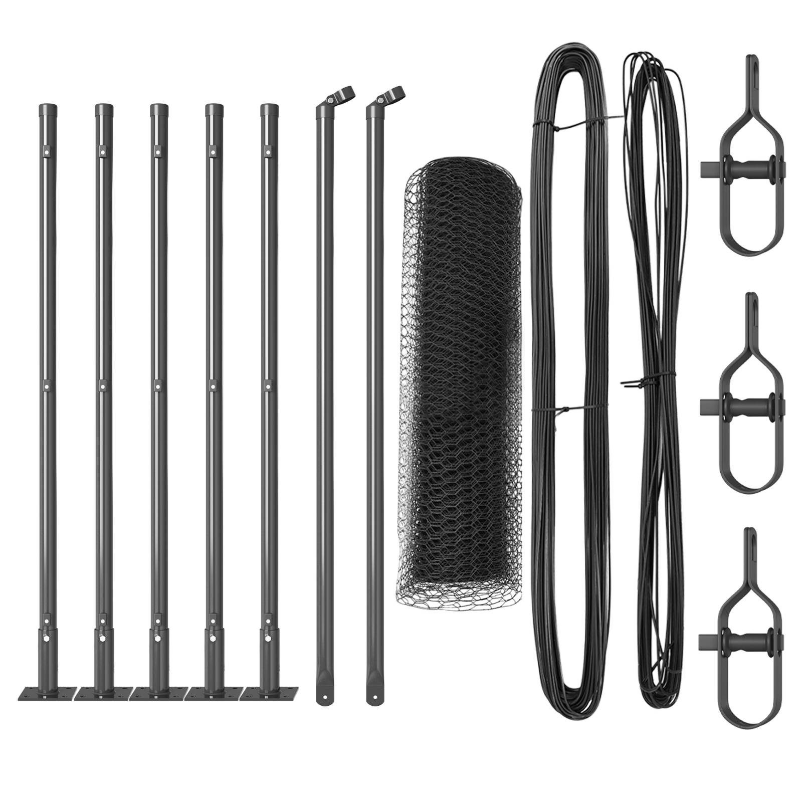 vidaXL Sechskantzaun Grau 0,6x10 m aus Stahl