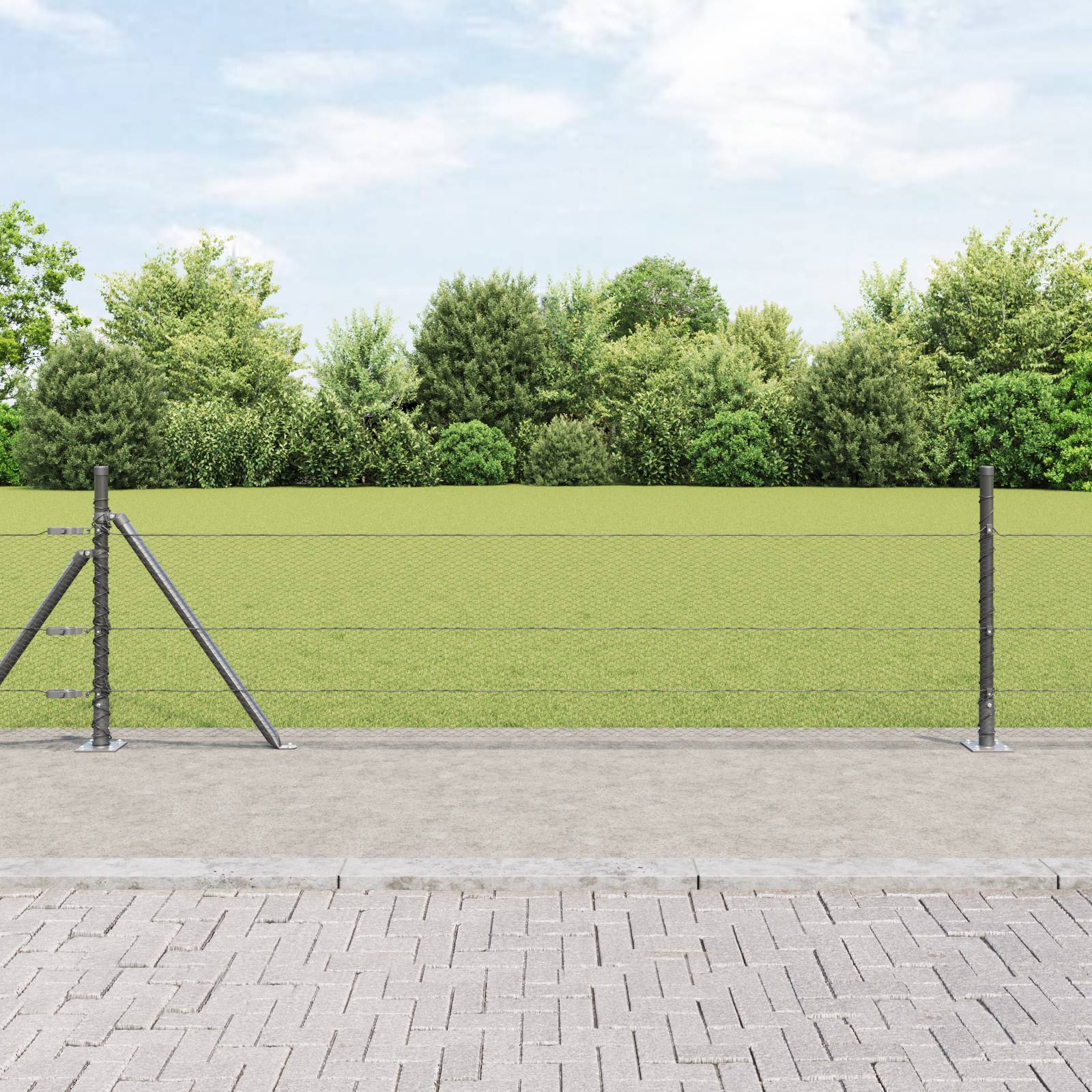 vidaXL Sechseckzaun Grau 0,5x50 m Stahl