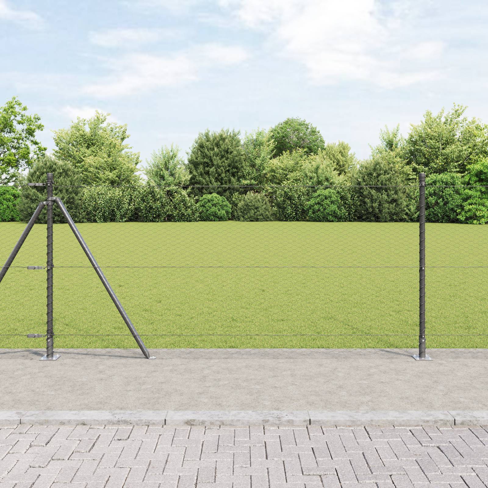 vidaXL Hexagonzaun Grau 0,8x10 m Stahl