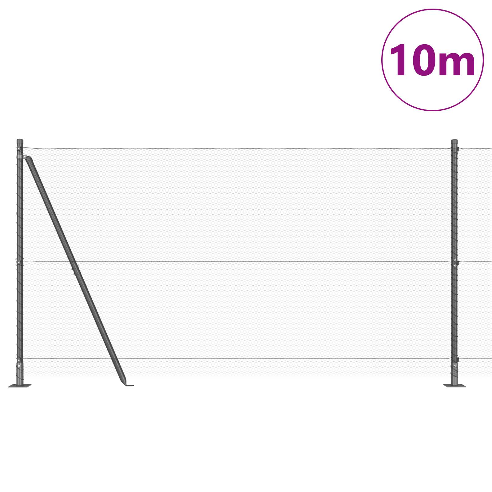 vidaXL Sechseckzaun grau 1,2x10 m Stahl