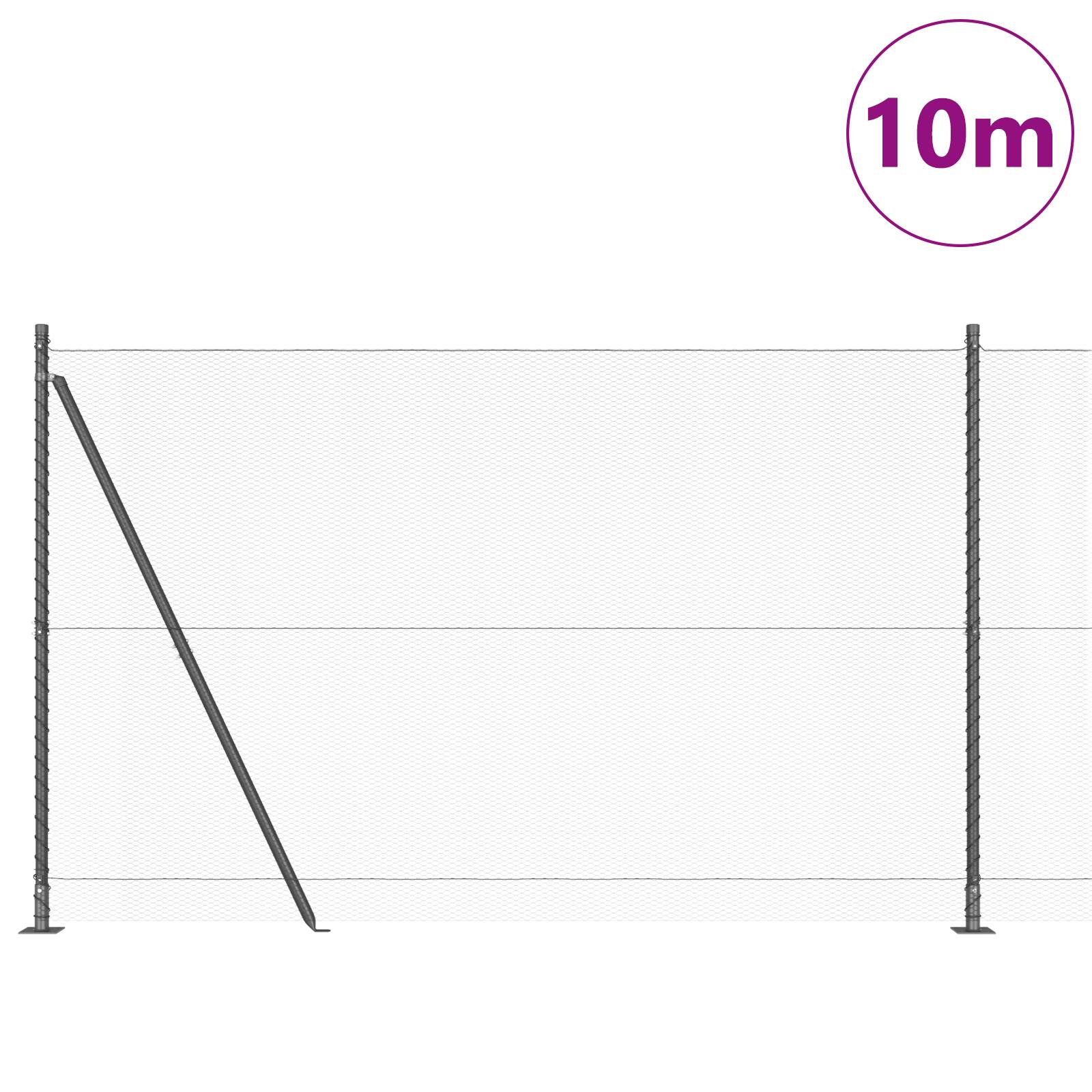 vidaXL Hexagonzaun Grau 1.6x10 m Stahl