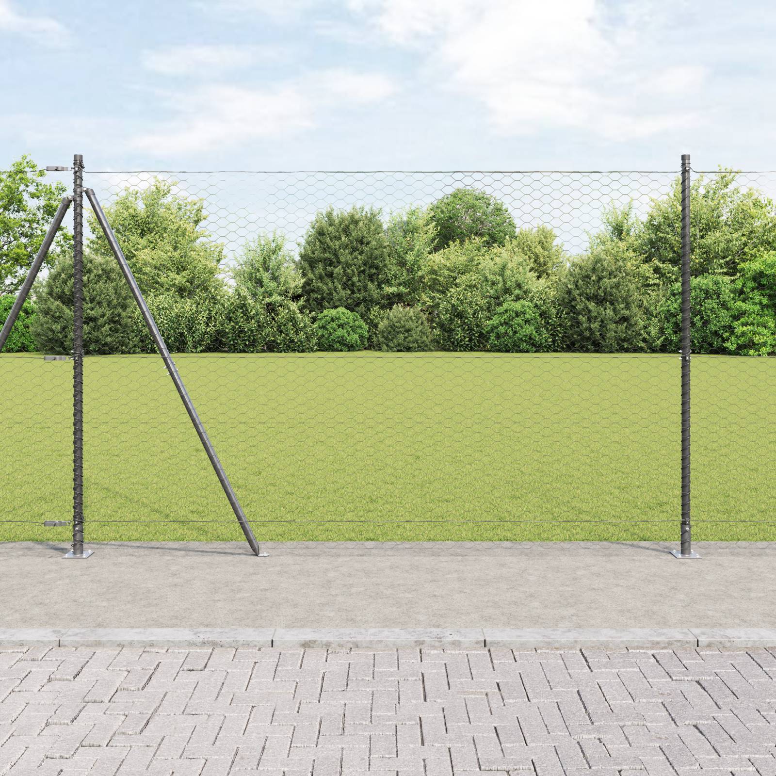 vidaXL Sechseckzaun Grau 1,6x10 m Stahl