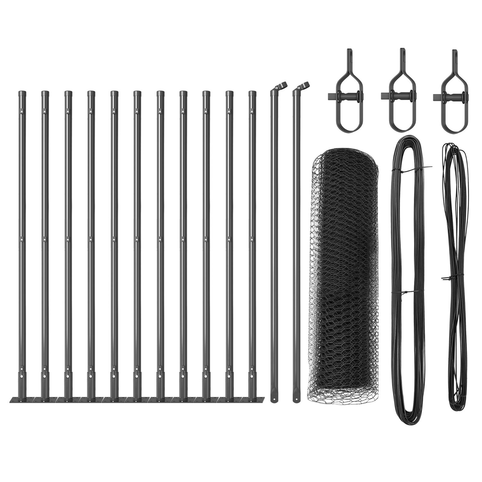 vidaXL Zaunset Set aus 2 Grau Stahl, Beton Standard Langlebig