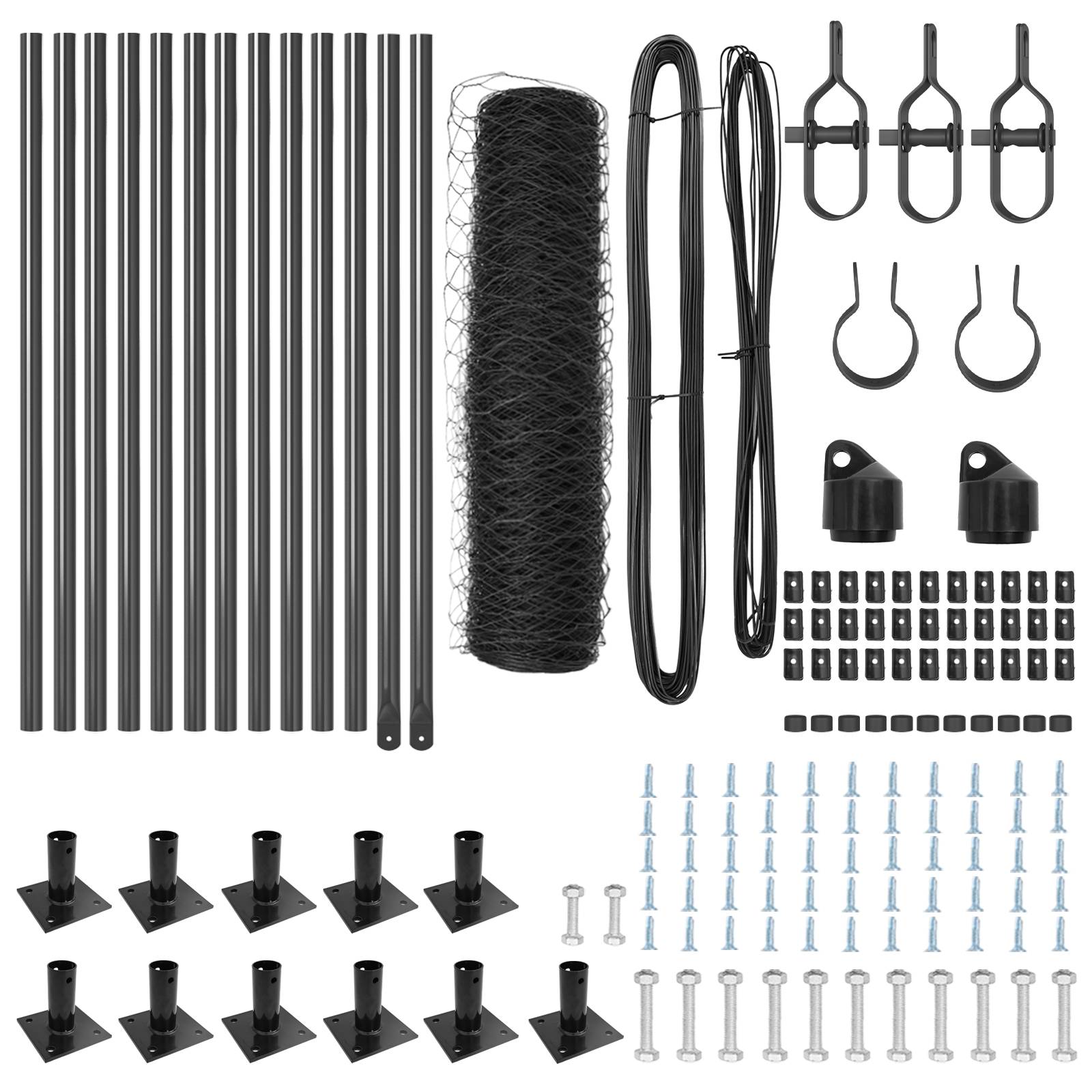 vidaXL Zaunset Set aus 2 Grau Pulverbeschichteter Stahl 25 x 0,5 m