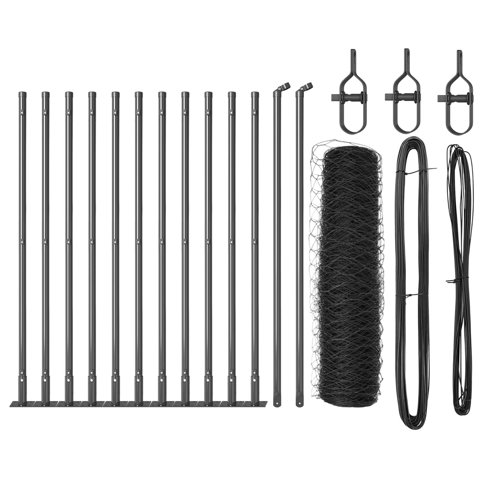 vidaXL Zaunset Set aus 2 Grau Pulverbeschichteter Stahl 25 x 0,5 m