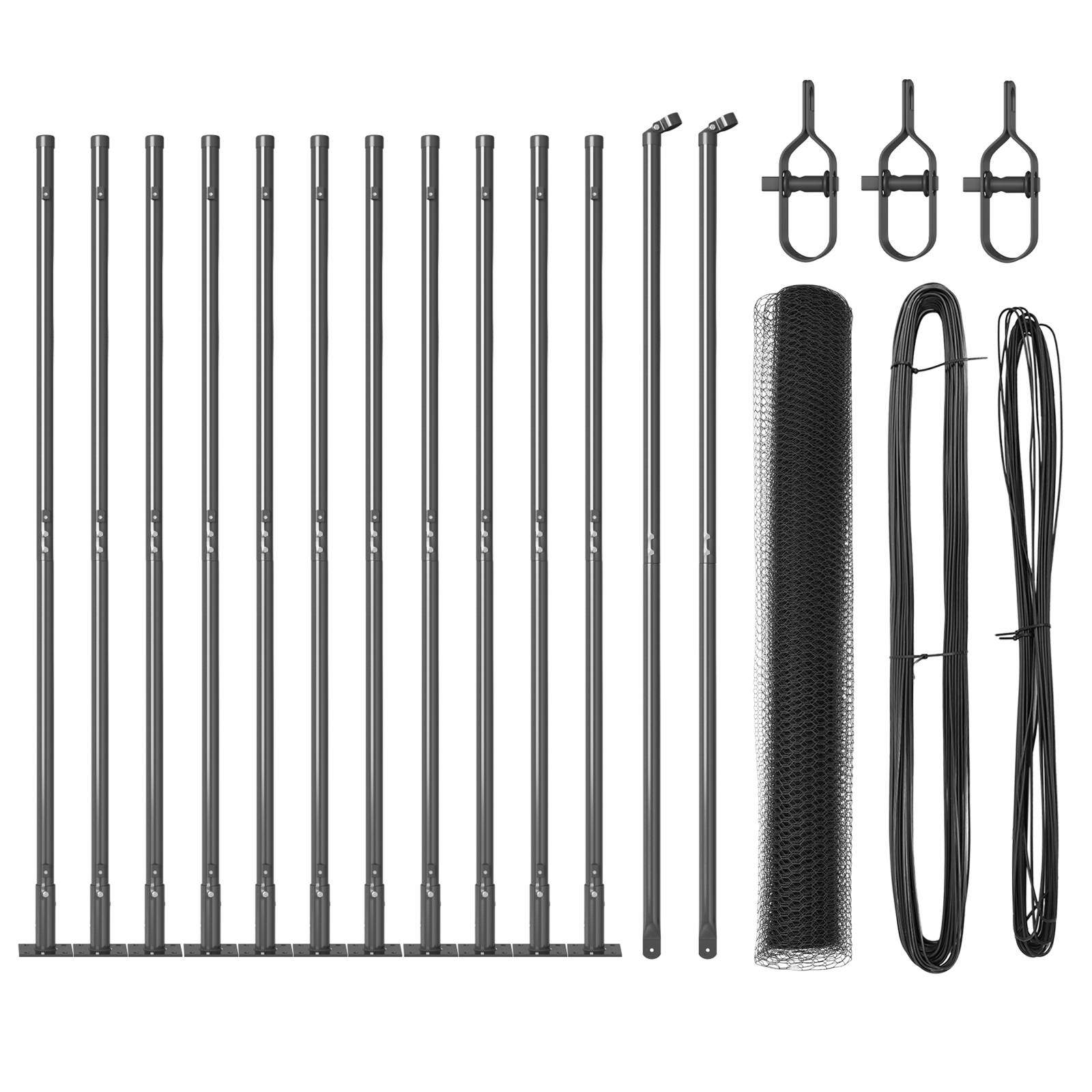 vidaXL Zaun Set Set aus 2 Grau Pulverbeschichteter Stahl 25 x 1,2 m