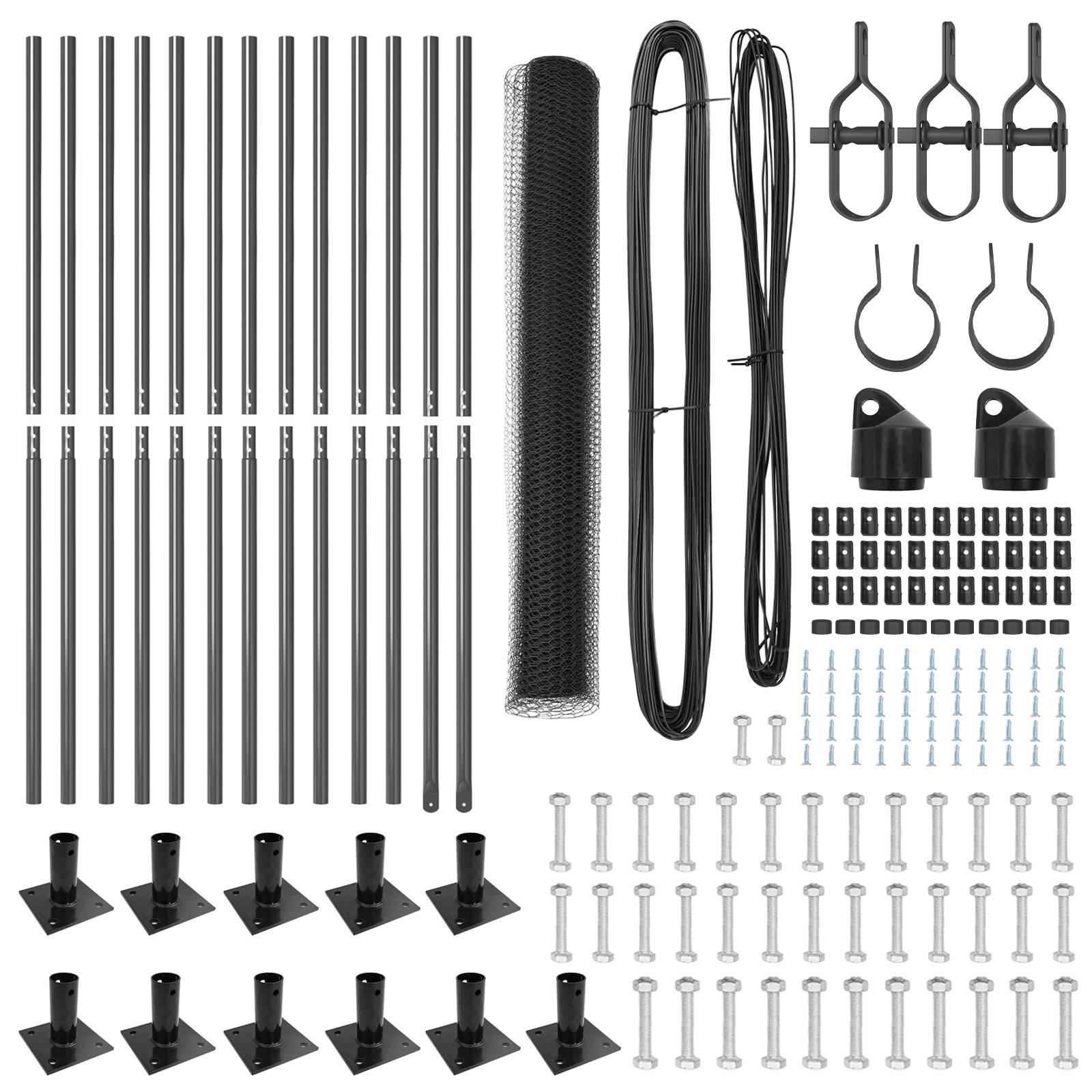 vidaXL Zaun Set Set aus 2 Grau Pulverbeschichteter Stahl 25 x 1,2 m