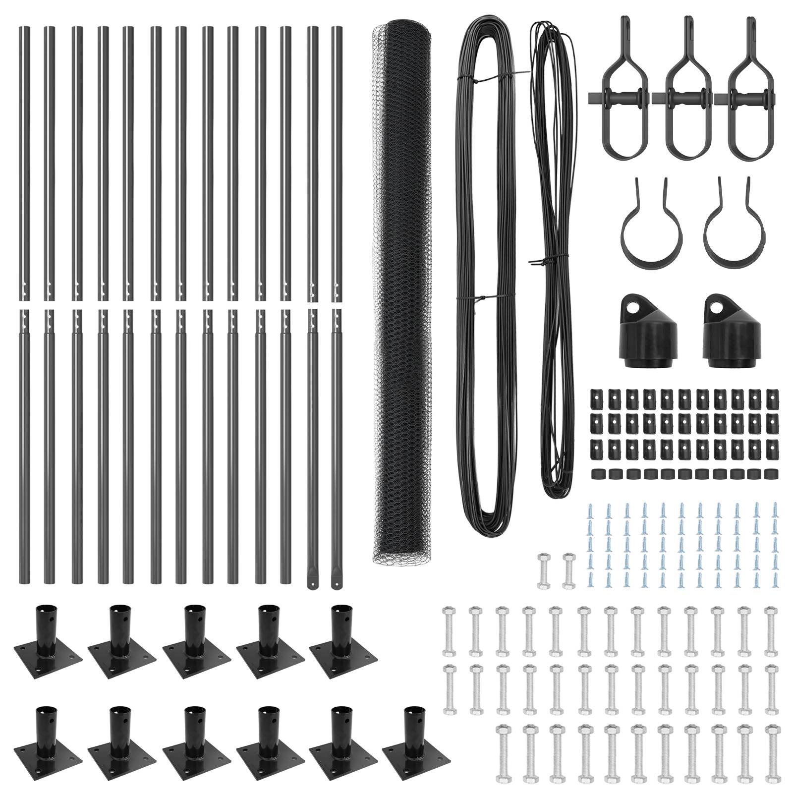 vidaXL Zaun Set Set aus 2 Grau Pulverbeschichteter Stahl 25 x 1,5 m