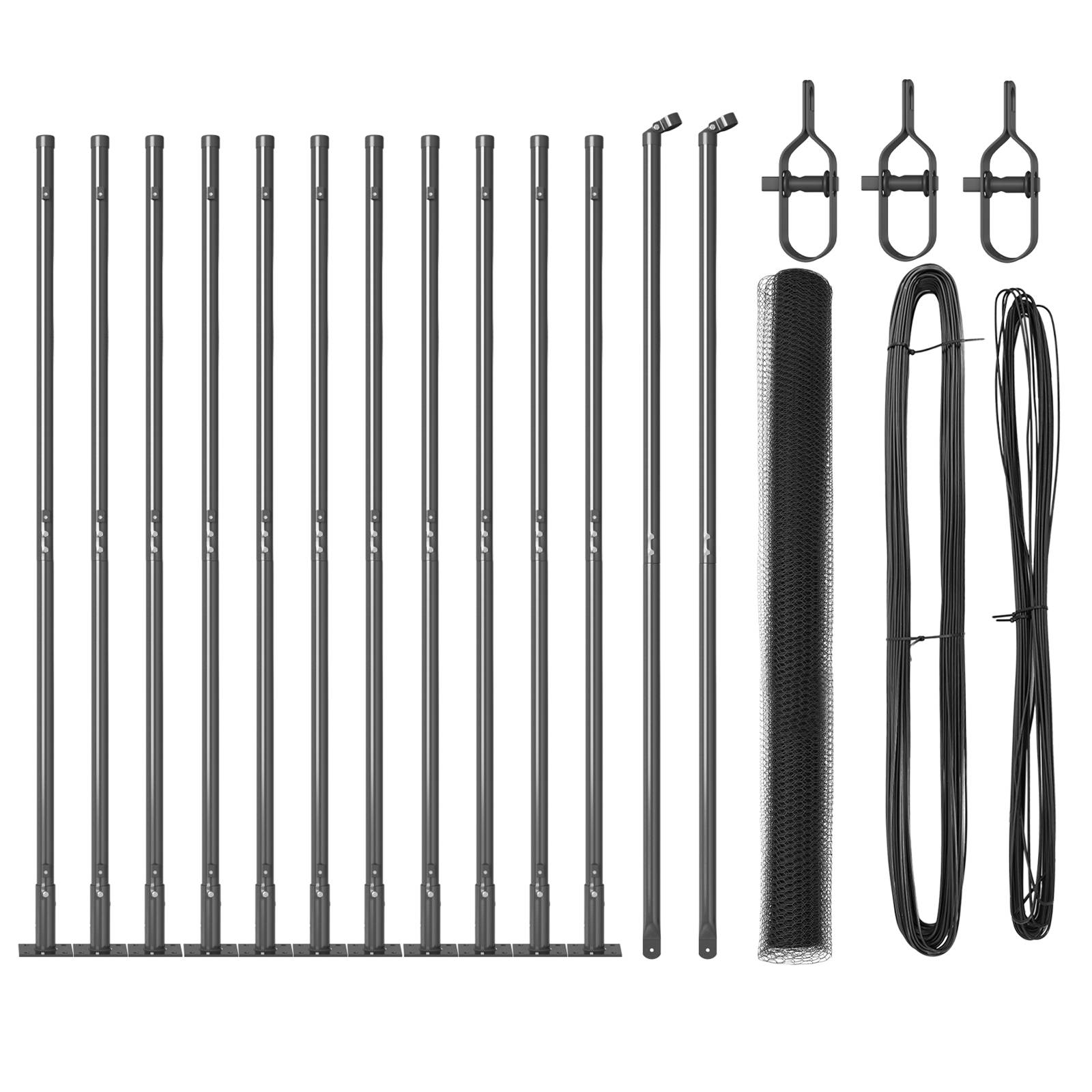 vidaXL Sechseckzaun Grau 1,6x25 m Stahl
