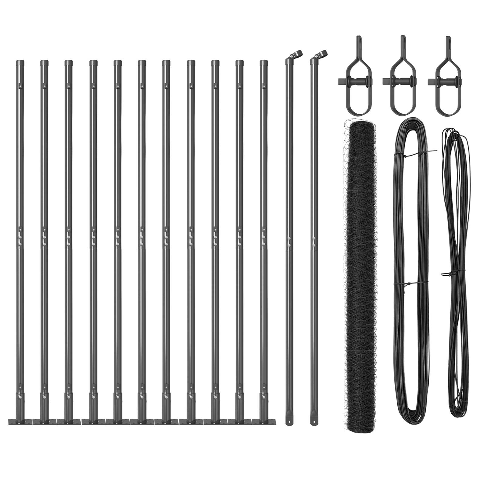 vidaXL Sechseckzaun Grau 1,4x25 m Stahl